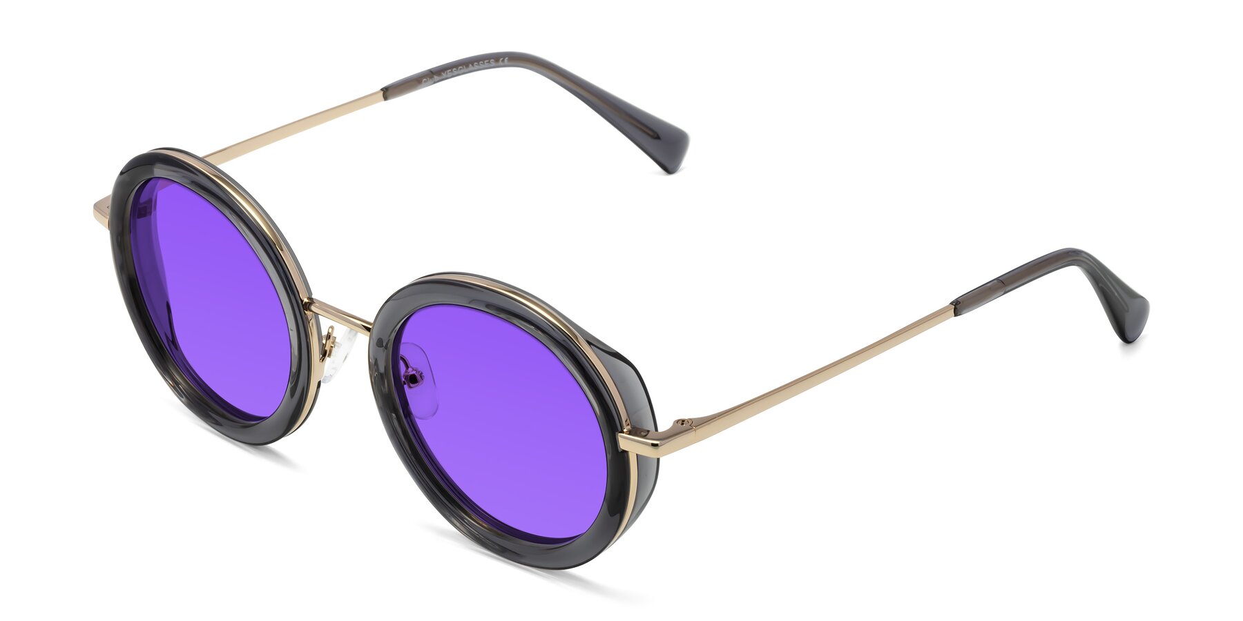 Angle of Club in Gray-Gold with Purple Tinted Lenses