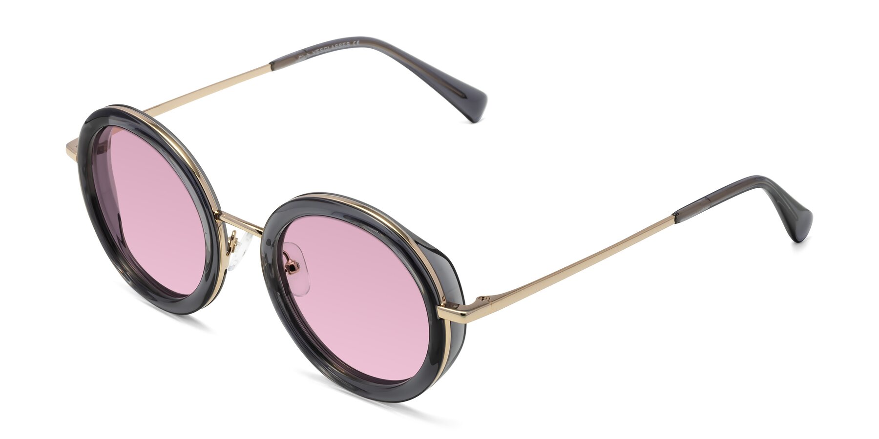 Angle of Club in Gray-Gold with Light Wine Tinted Lenses