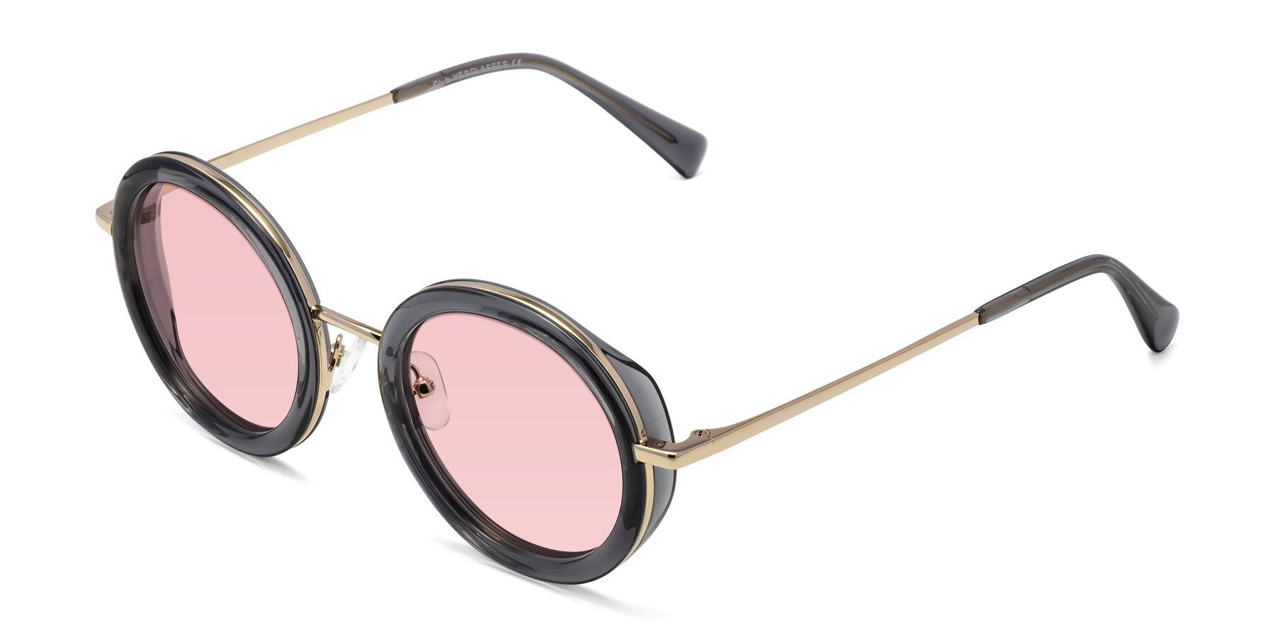 Angle of Club in Gray-Gold with Light Garnet Tinted Lenses