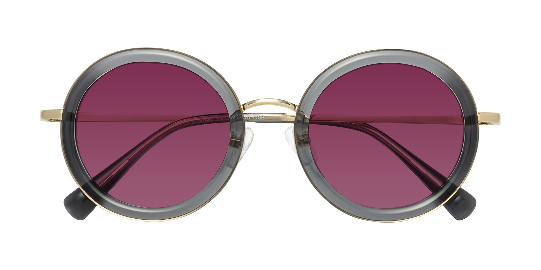 Folded Front of Club in Gray-Gold with Wine Tinted Lenses