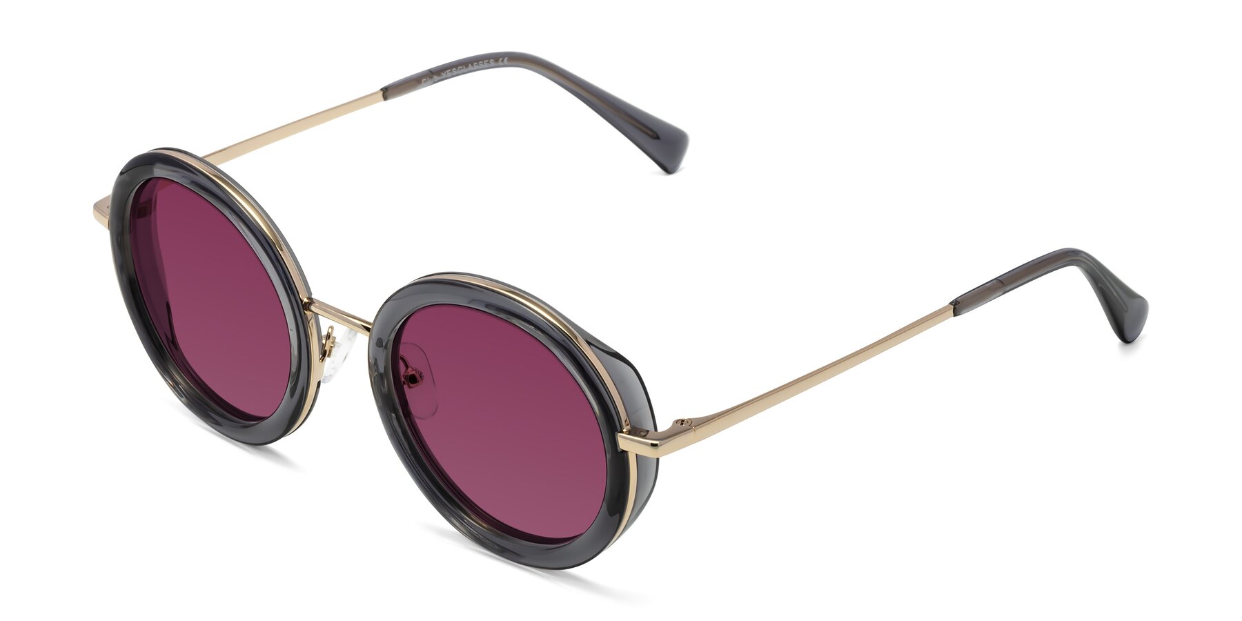 Angle of Club in Gray-Gold with Wine Tinted Lenses