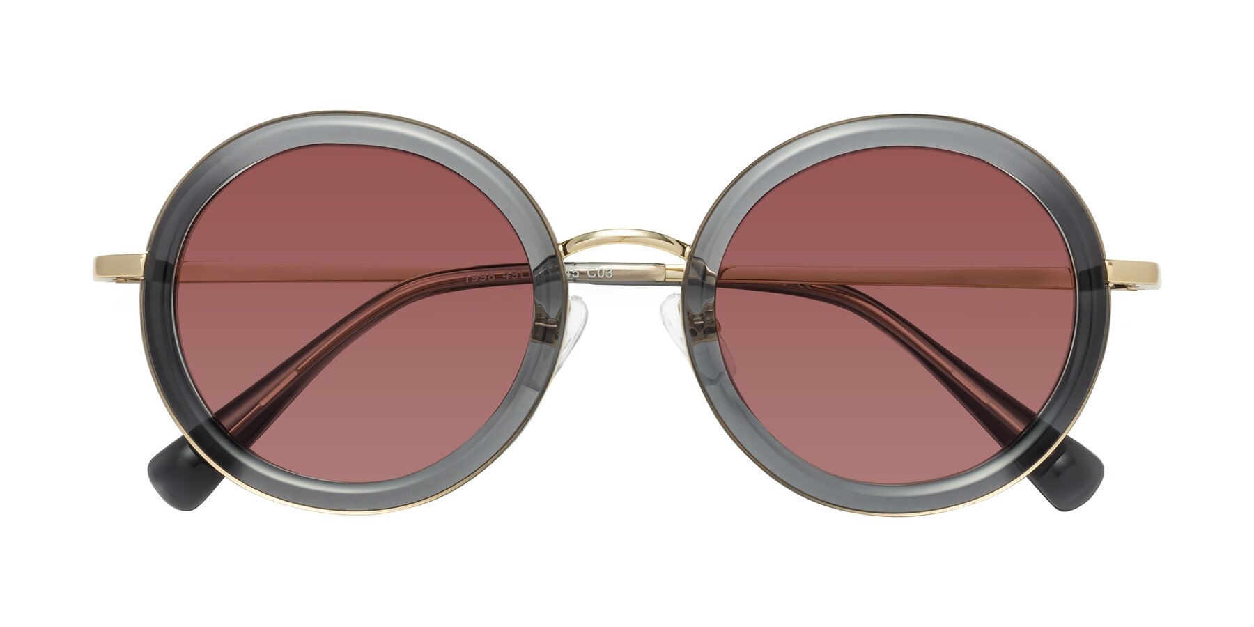 Folded Front of Club in Gray-Gold with Garnet Tinted Lenses