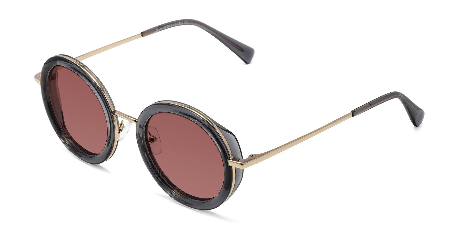 Angle of Club in Gray-Gold with Garnet Tinted Lenses