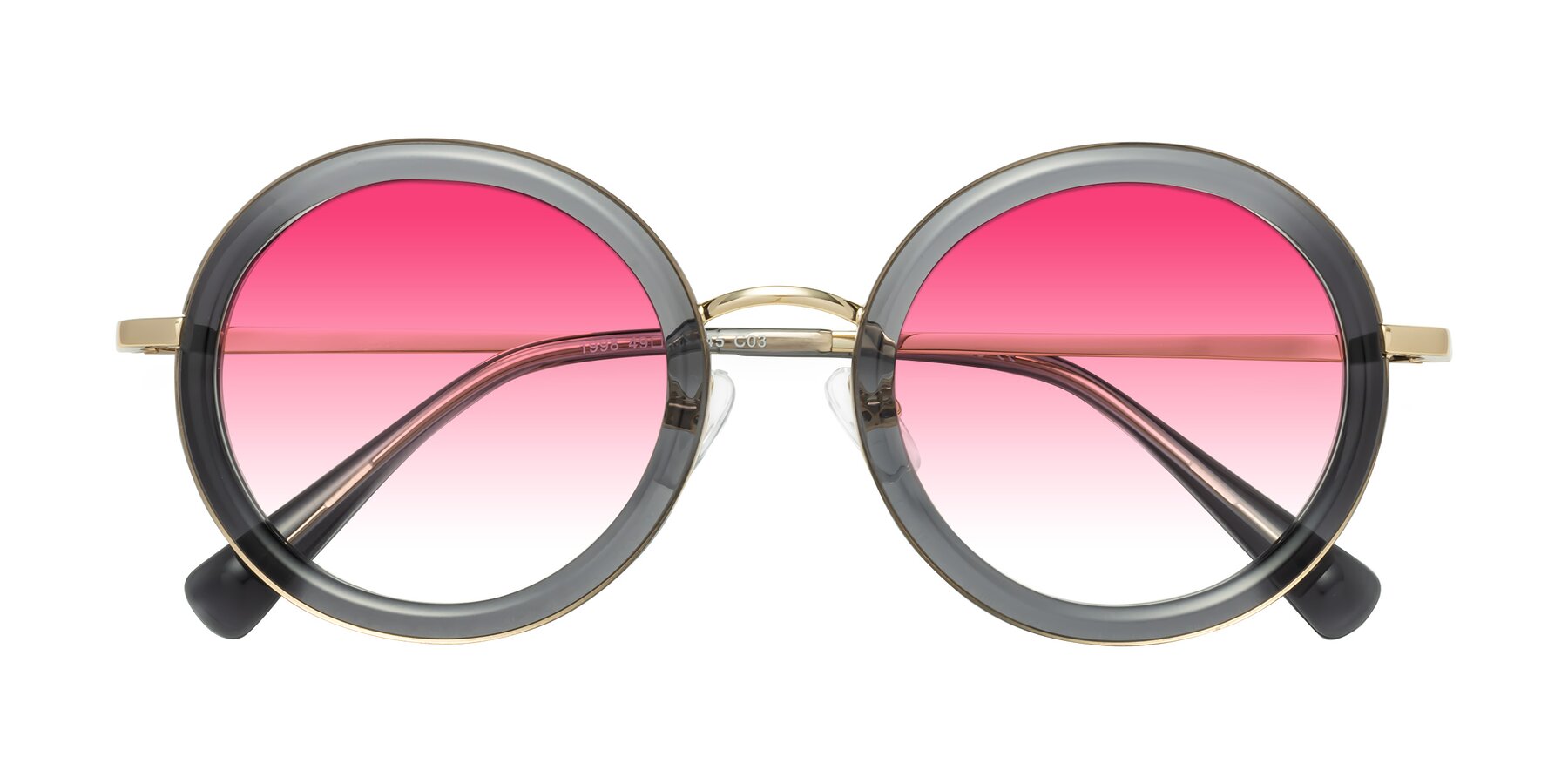 Folded Front of Club in Gray-Gold with Pink Gradient Lenses