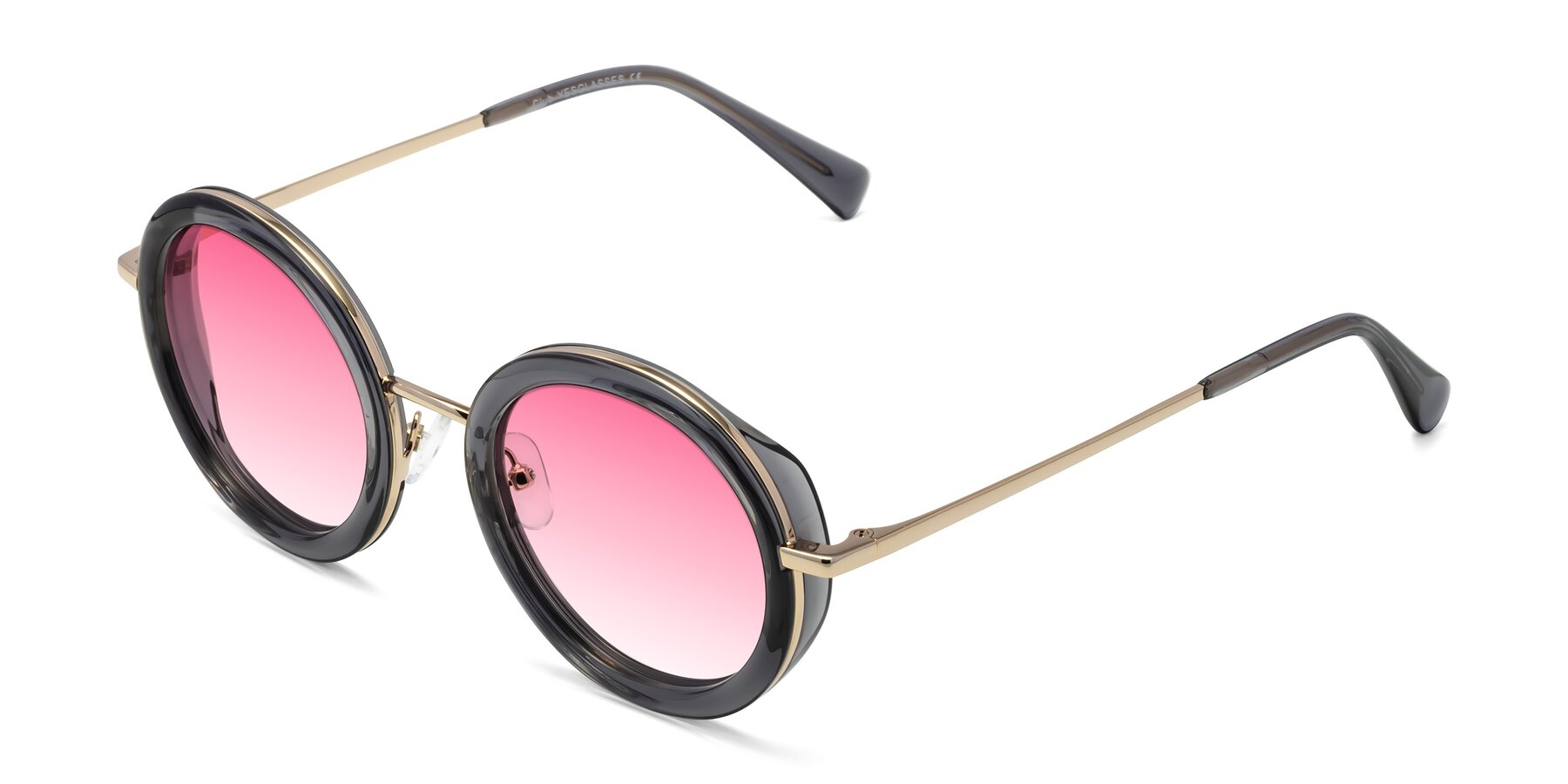 Angle of Club in Gray-Gold with Pink Gradient Lenses