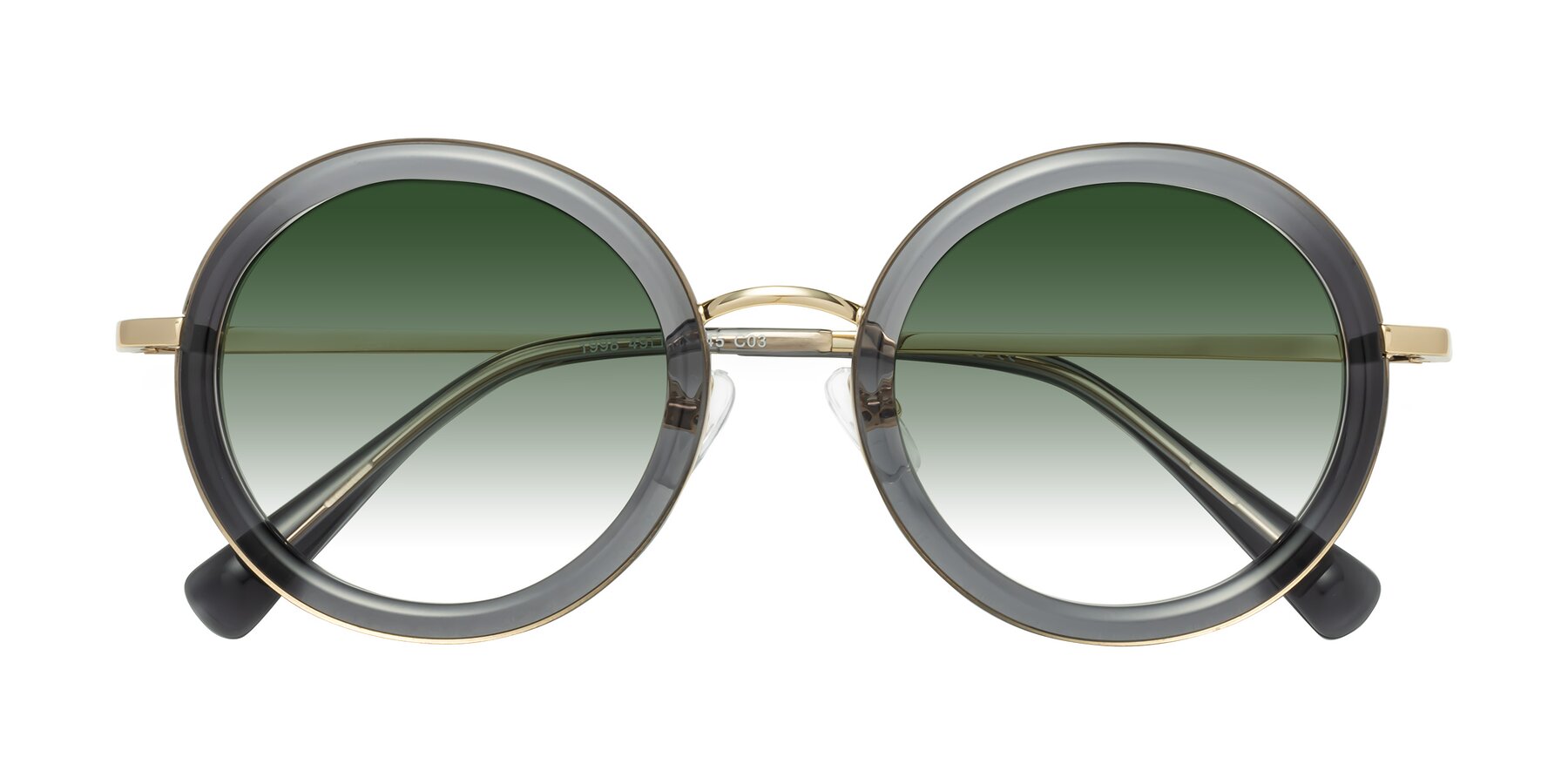 Folded Front of Club in Gray-Gold with Green Gradient Lenses
