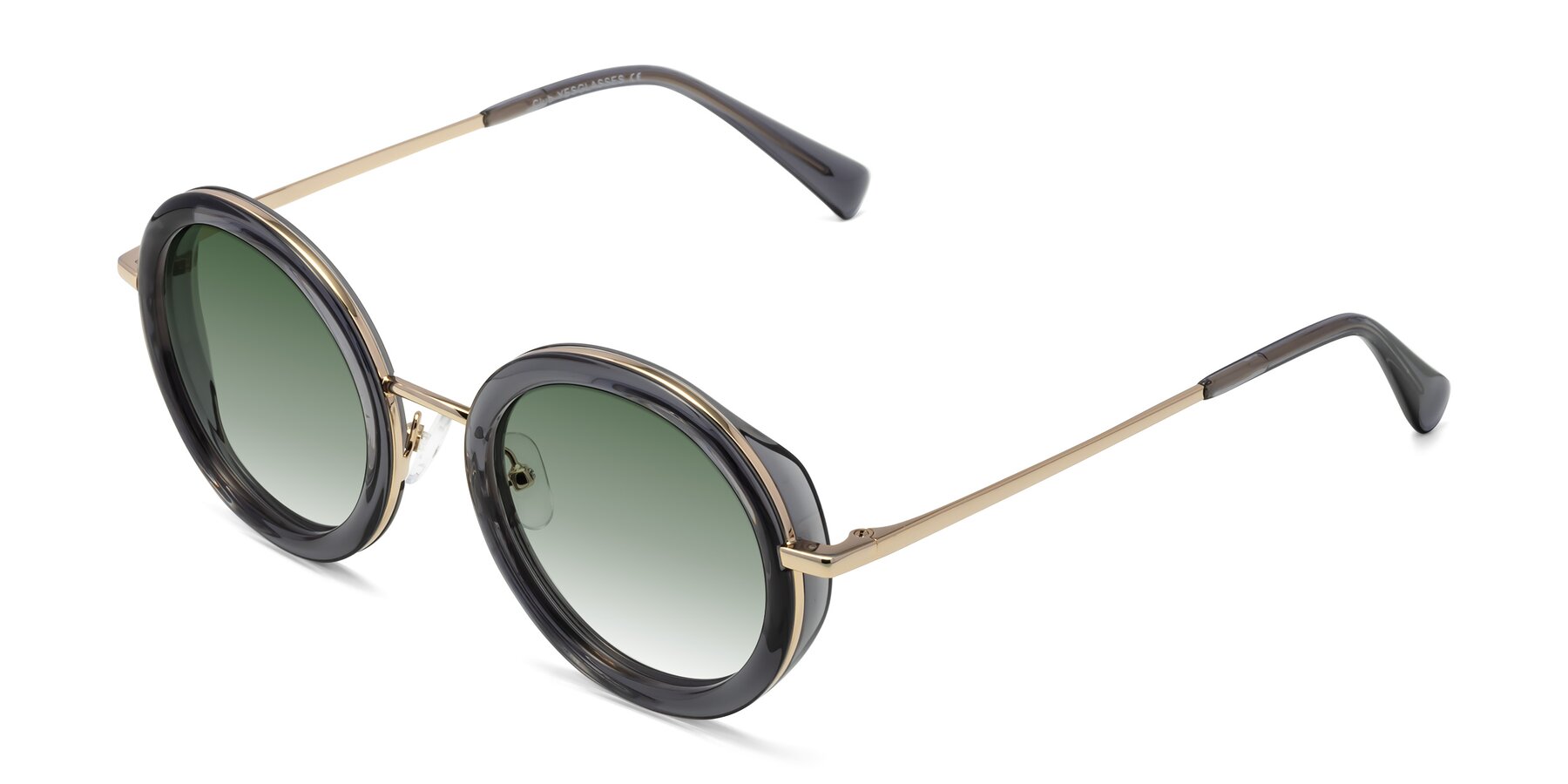 Angle of Club in Gray-Gold with Green Gradient Lenses