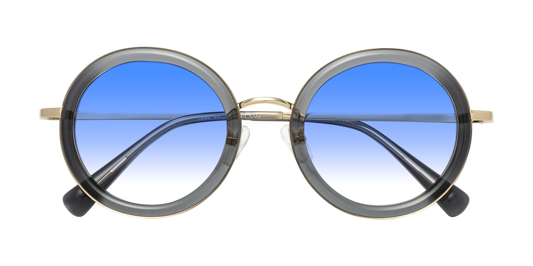 Folded Front of Club in Gray-Gold with Blue Gradient Lenses
