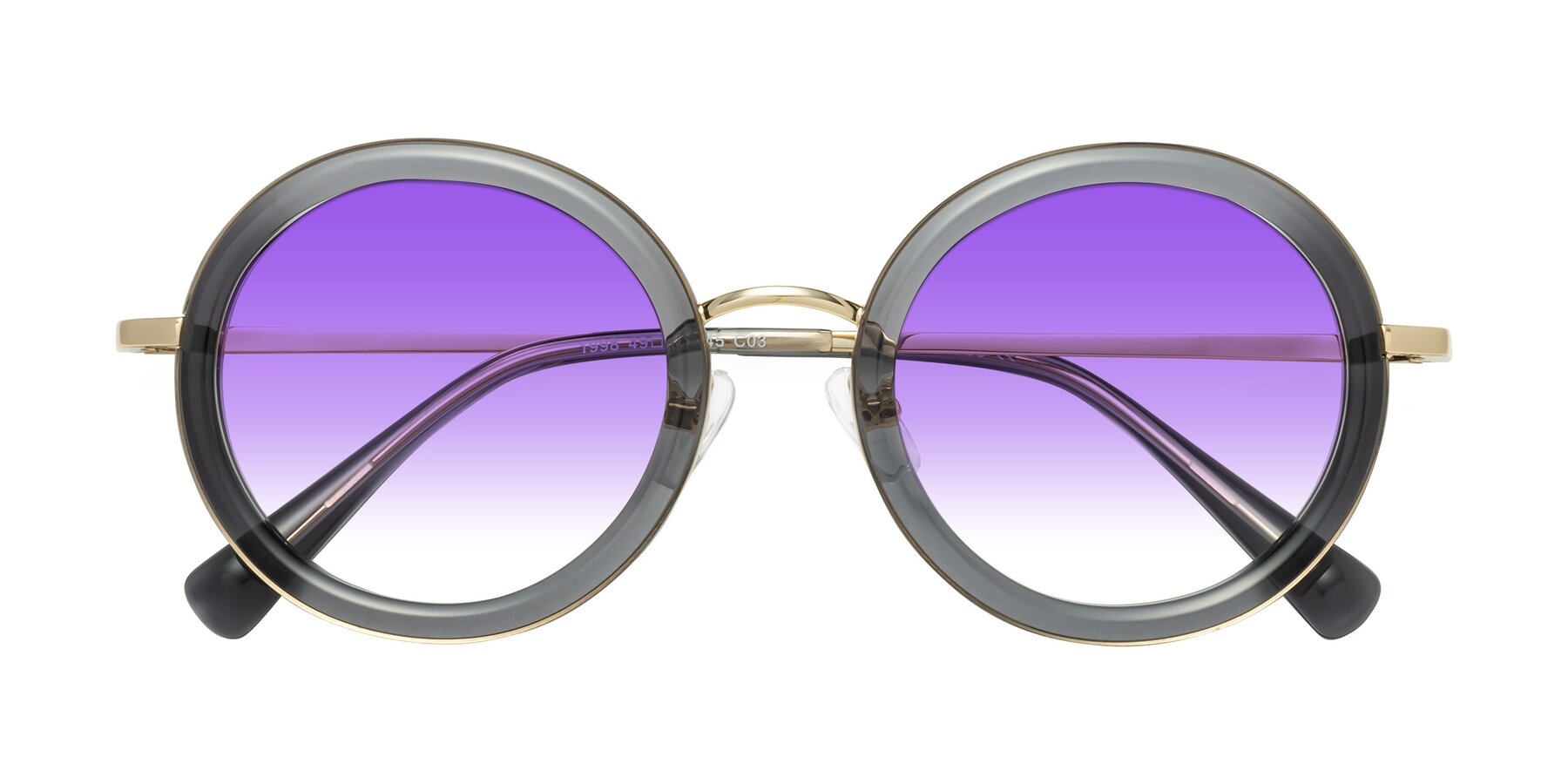 Folded Front of Club in Gray-Gold with Purple Gradient Lenses