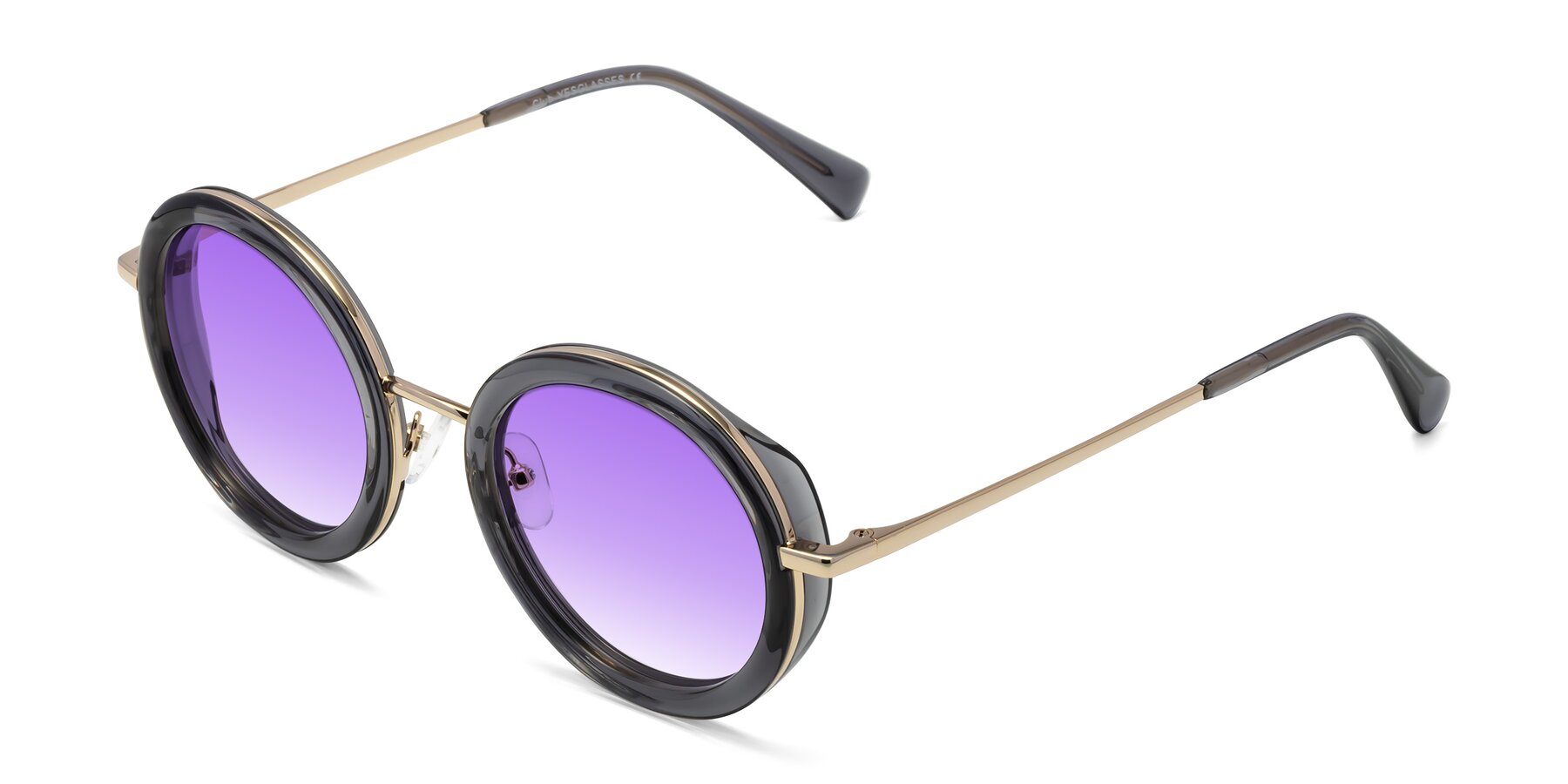 Angle of Club in Gray-Gold with Purple Gradient Lenses