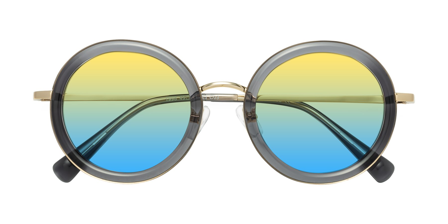 Folded Front of Club in Gray-Gold with Yellow / Blue Gradient Lenses