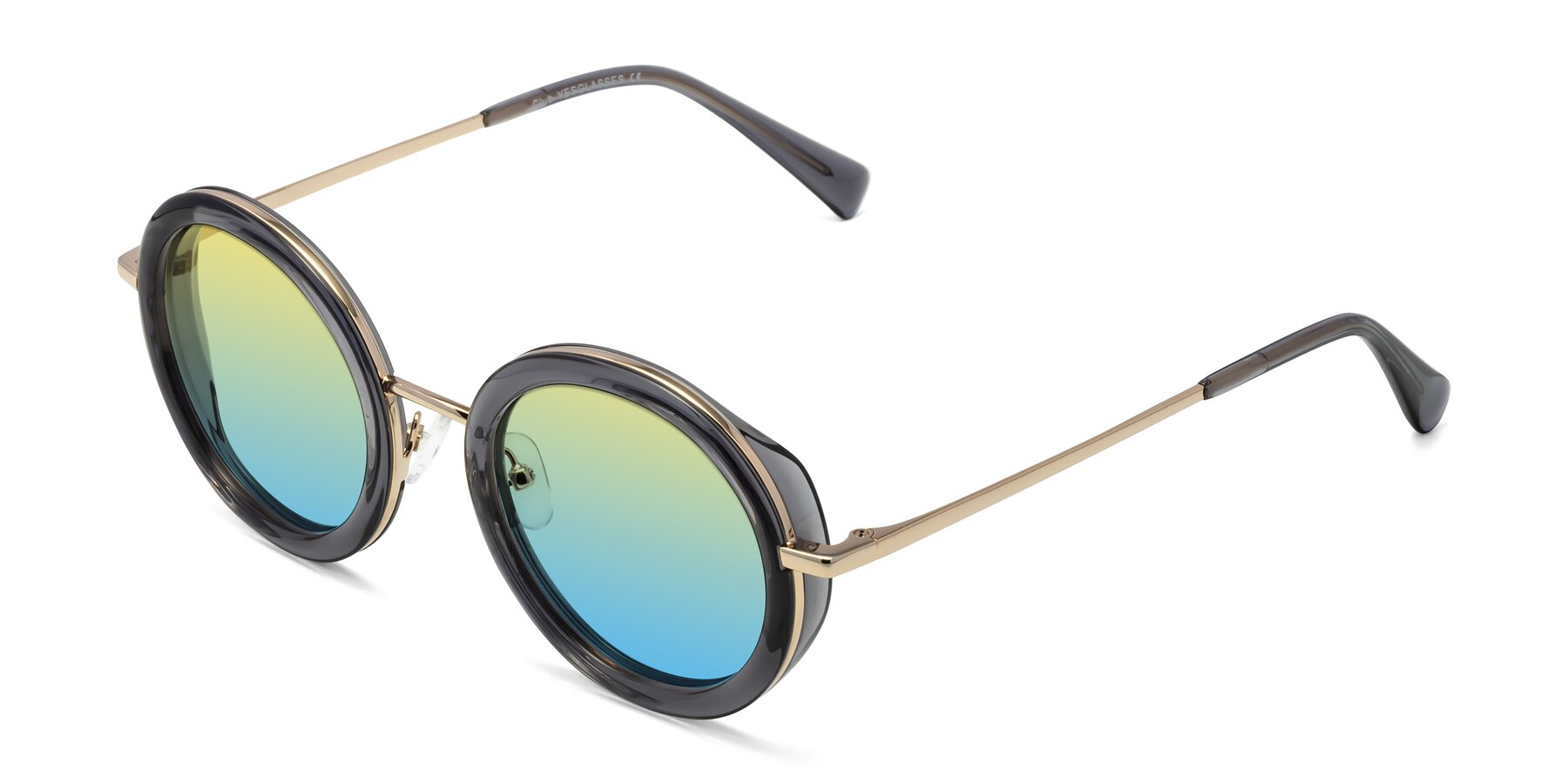 Angle of Club in Gray-Gold with Yellow / Blue Gradient Lenses
