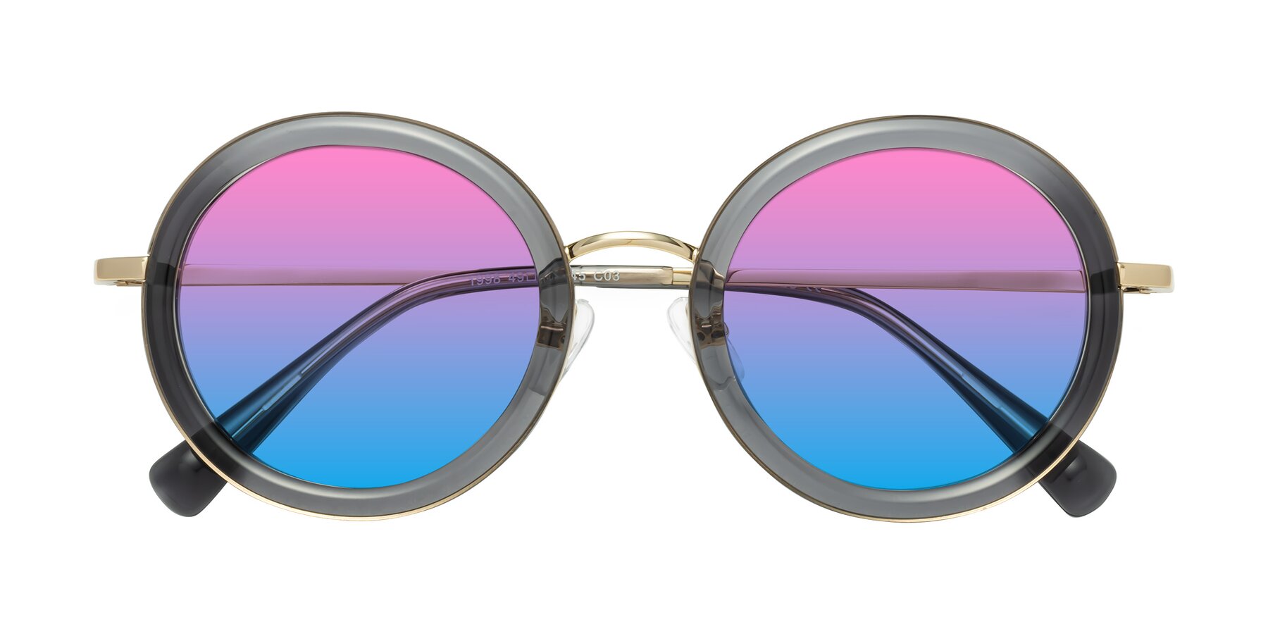 Folded Front of Club in Gray-Gold with Pink / Blue Gradient Lenses