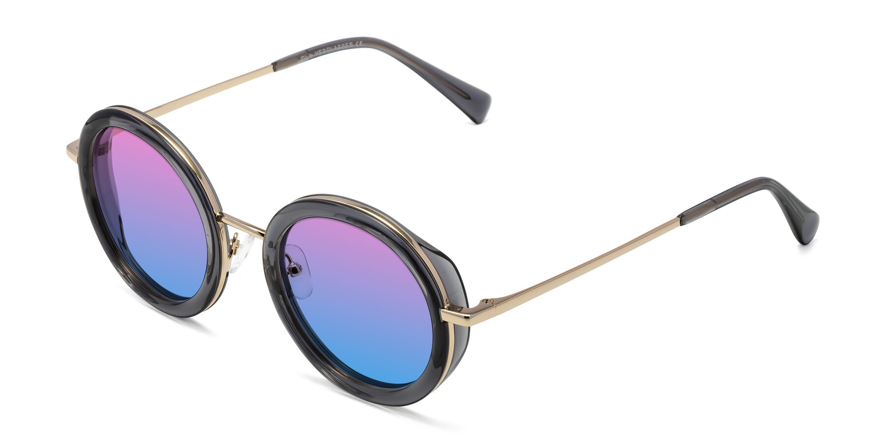 Angle of Club in Gray-Gold with Pink / Blue Gradient Lenses