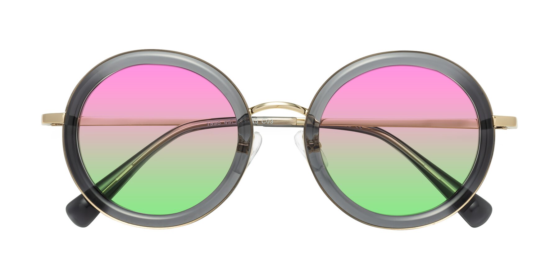 Folded Front of Club in Gray-Gold with Pink / Green Gradient Lenses