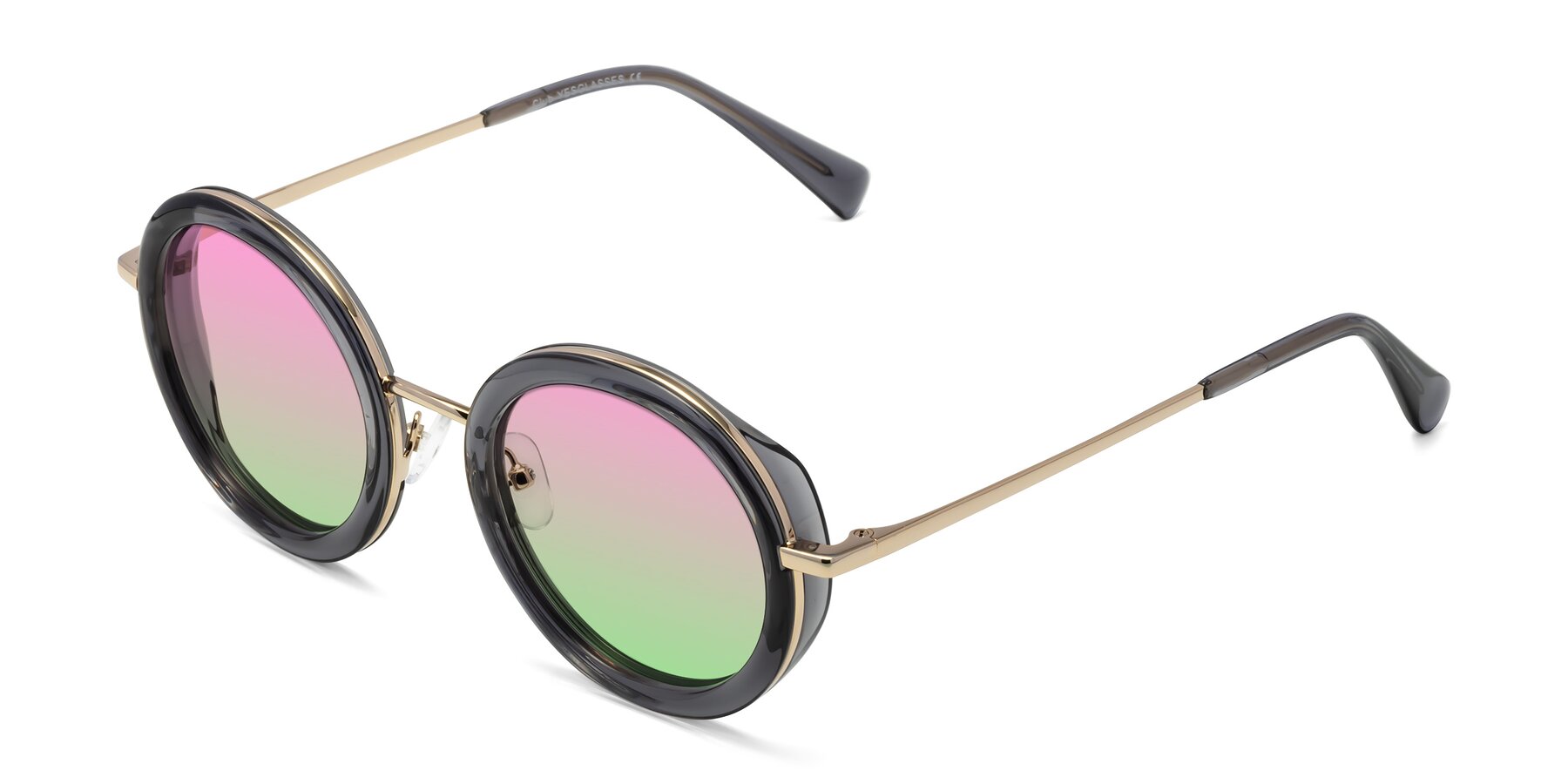 Angle of Club in Gray-Gold with Pink / Green Gradient Lenses