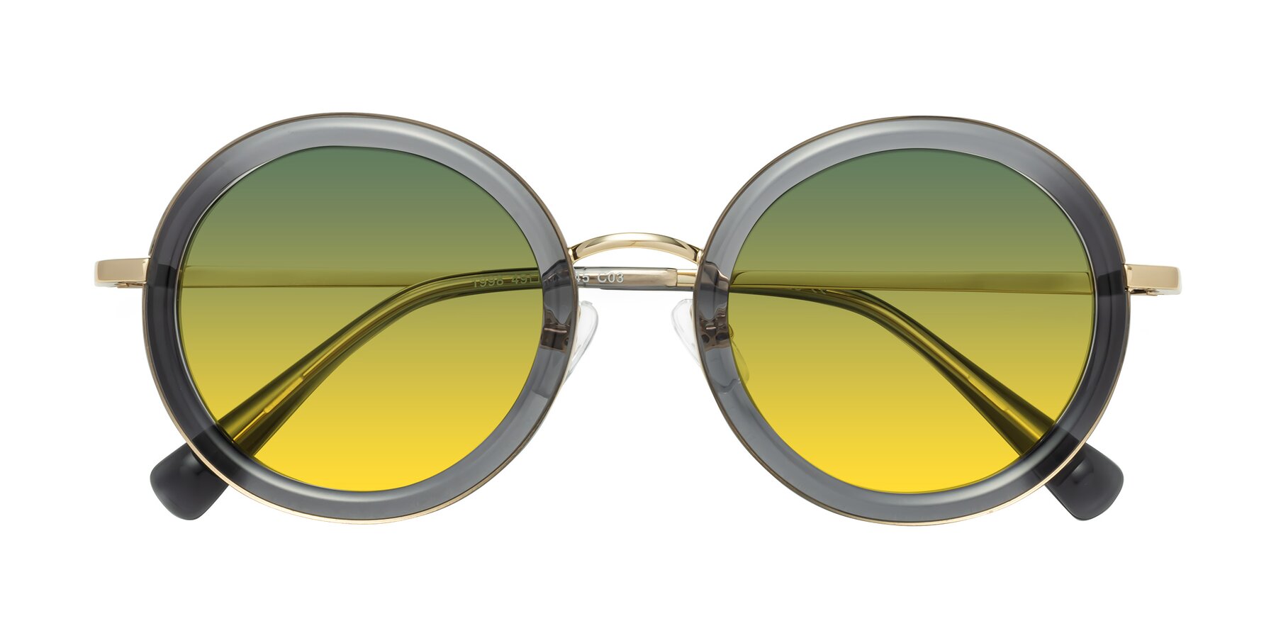 Folded Front of Club in Gray-Gold with Green / Yellow Gradient Lenses