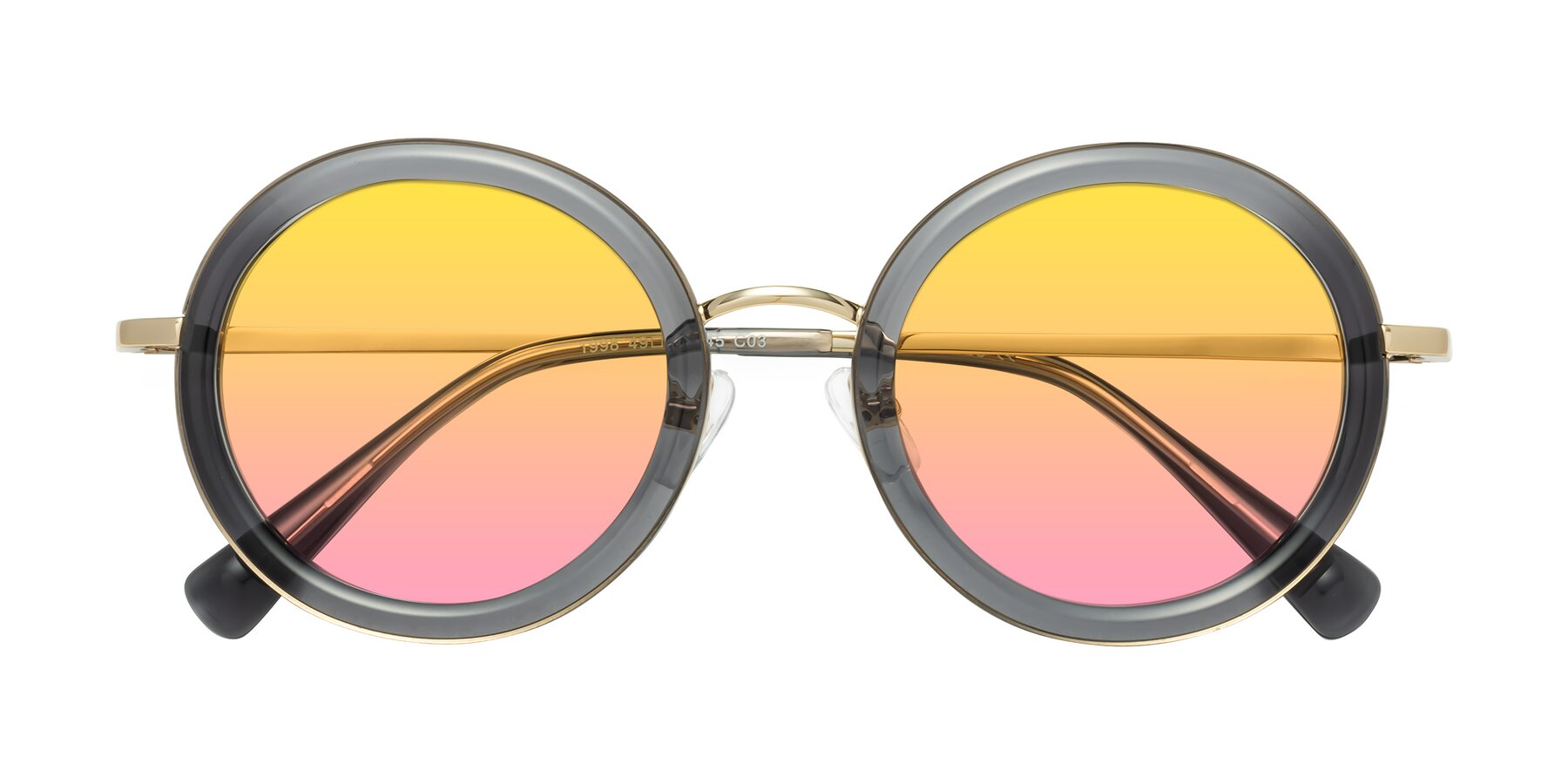 Folded Front of Club in Gray-Gold with Yellow / Pink Gradient Lenses
