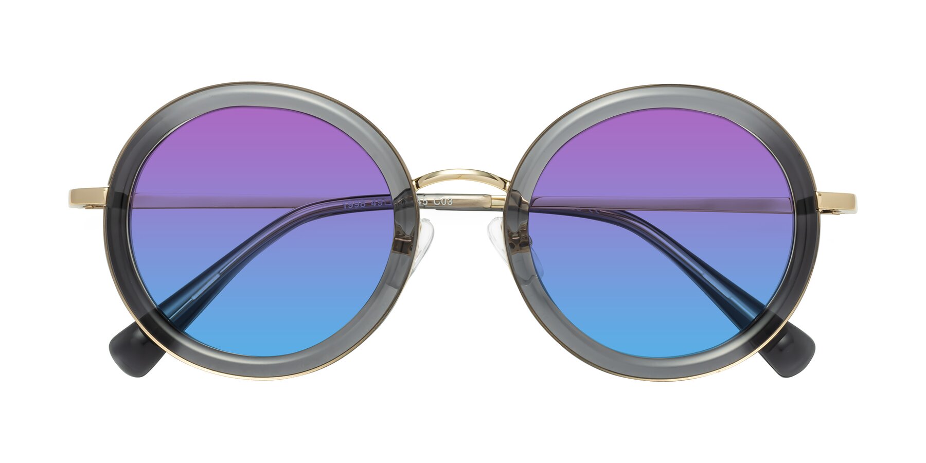 Folded Front of Club in Gray-Gold with Purple / Blue Gradient Lenses
