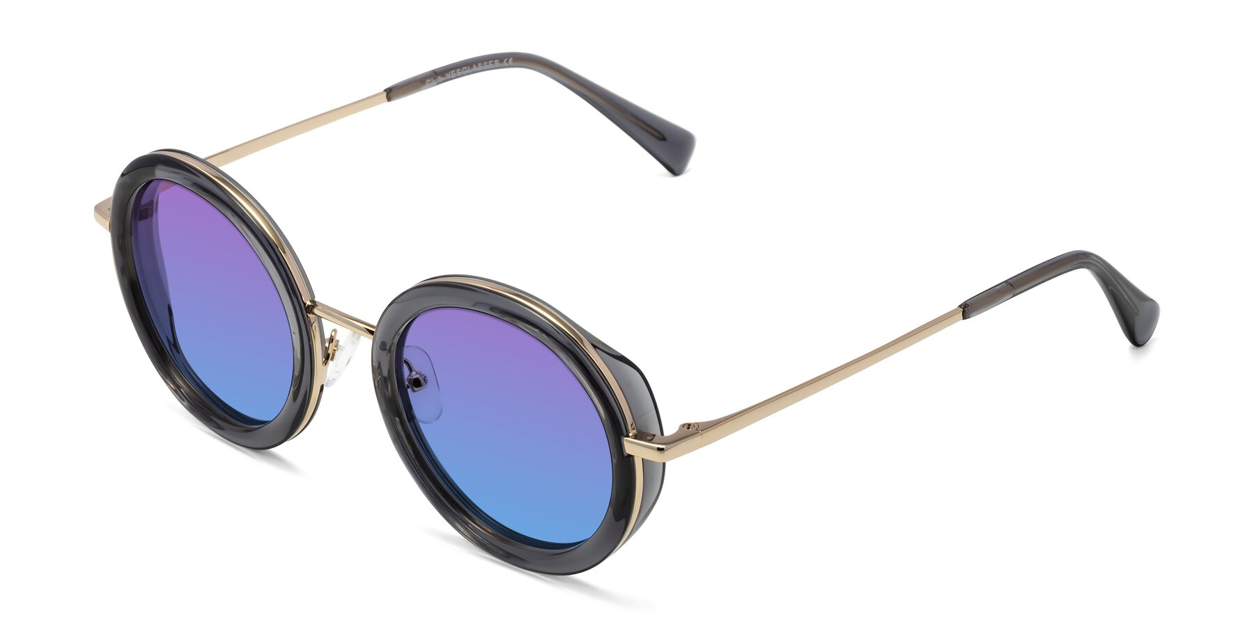 Angle of Club in Gray-Gold with Purple / Blue Gradient Lenses