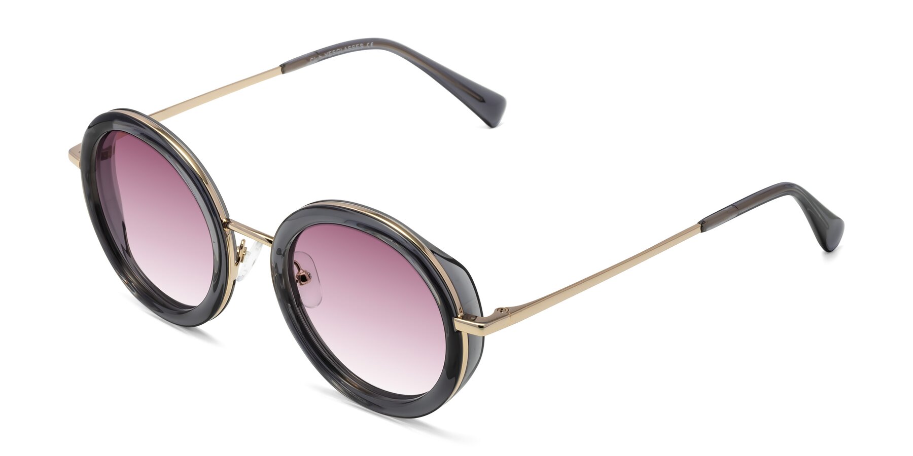 Angle of Club in Gray-Gold with Wine Gradient Lenses