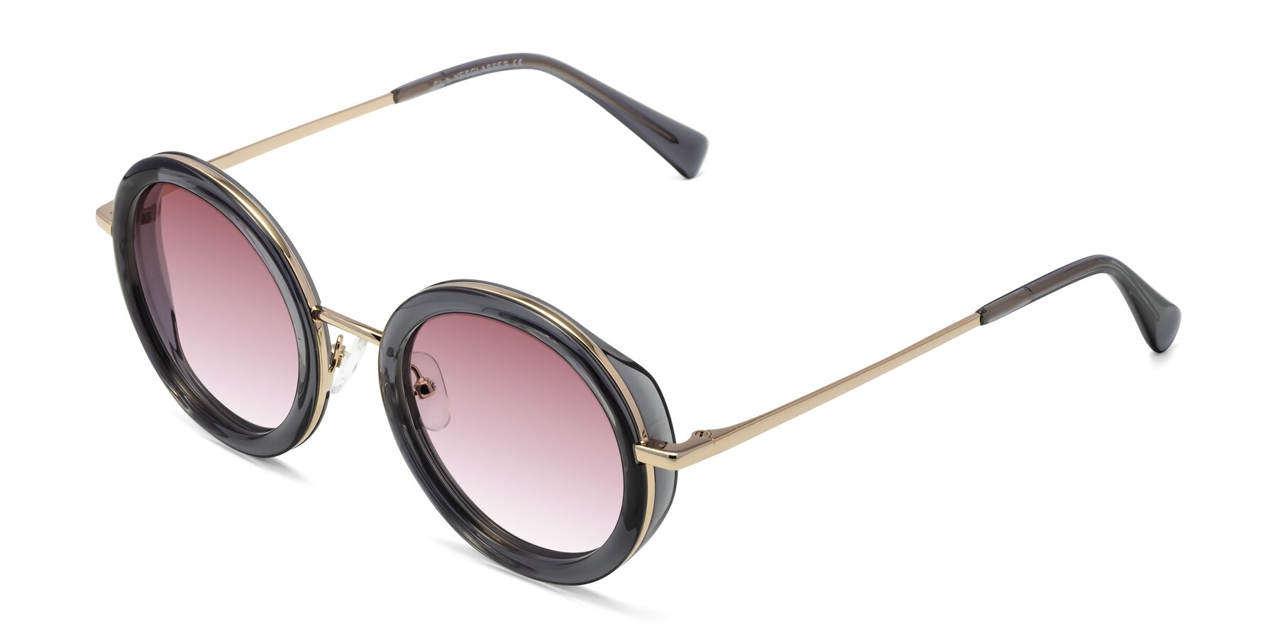 Angle of Club in Gray-Gold with Garnet Gradient Lenses