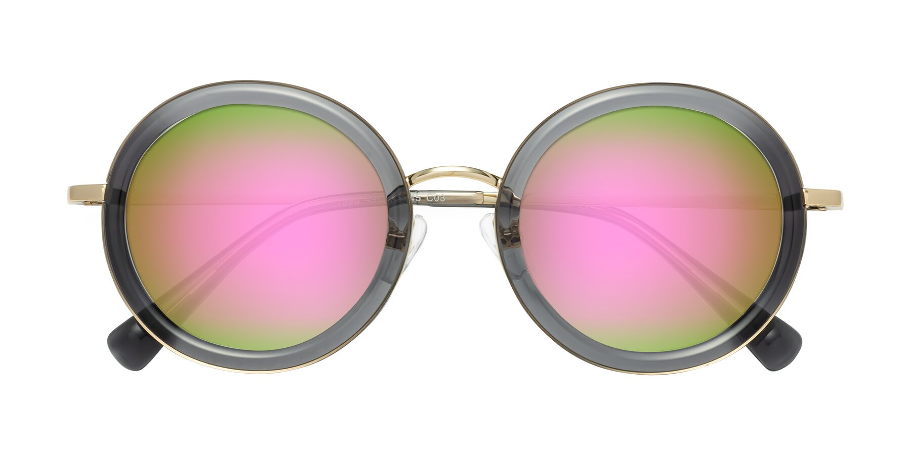 Folded Front of Club in Gray-Gold with Pink Mirrored Lenses