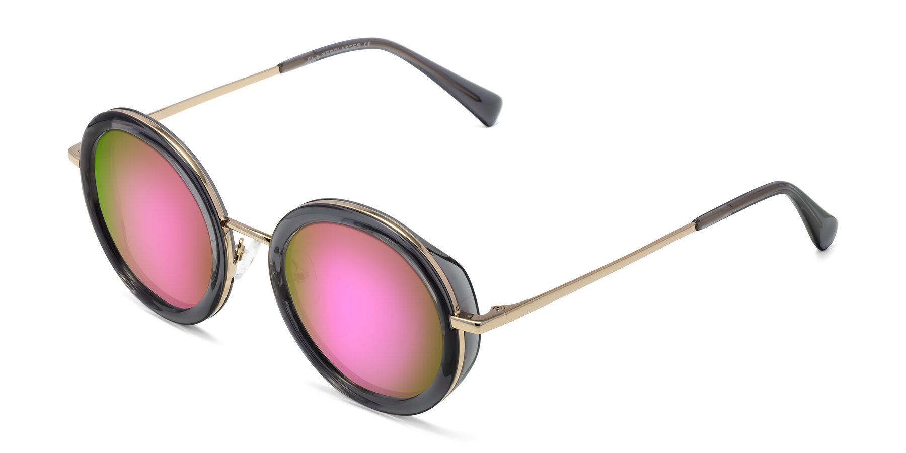 Angle of Club in Gray-Gold with Pink Mirrored Lenses