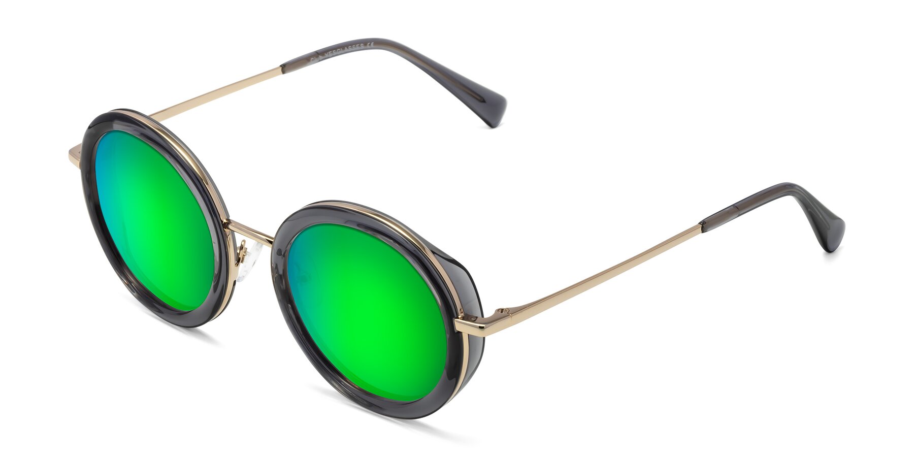 Angle of Club in Gray-Gold with Green Mirrored Lenses