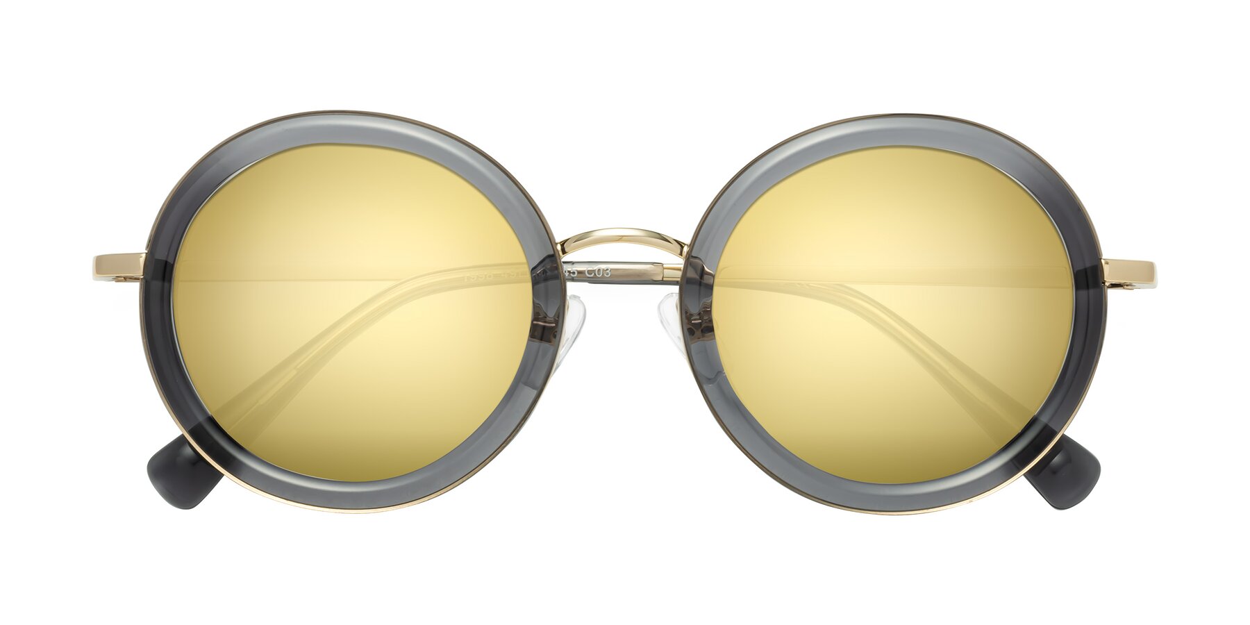 Folded Front of Club in Gray-Gold with Gold Mirrored Lenses