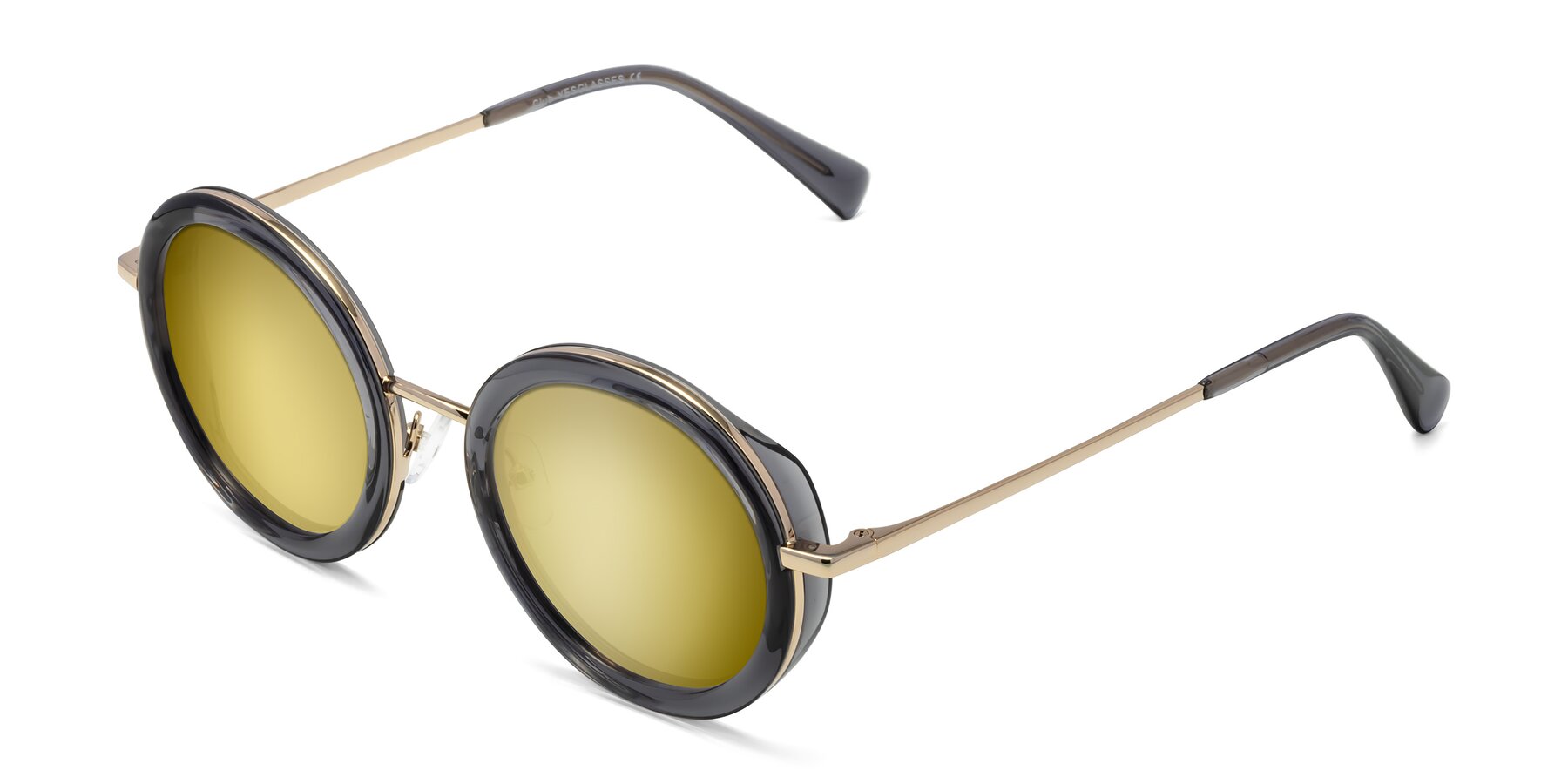 Angle of Club in Gray-Gold with Gold Mirrored Lenses