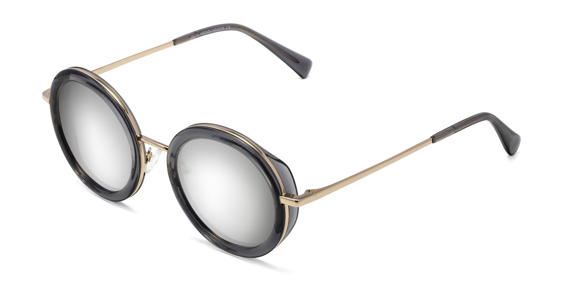 Angle of Club in Gray-Gold with Silver Mirrored Lenses
