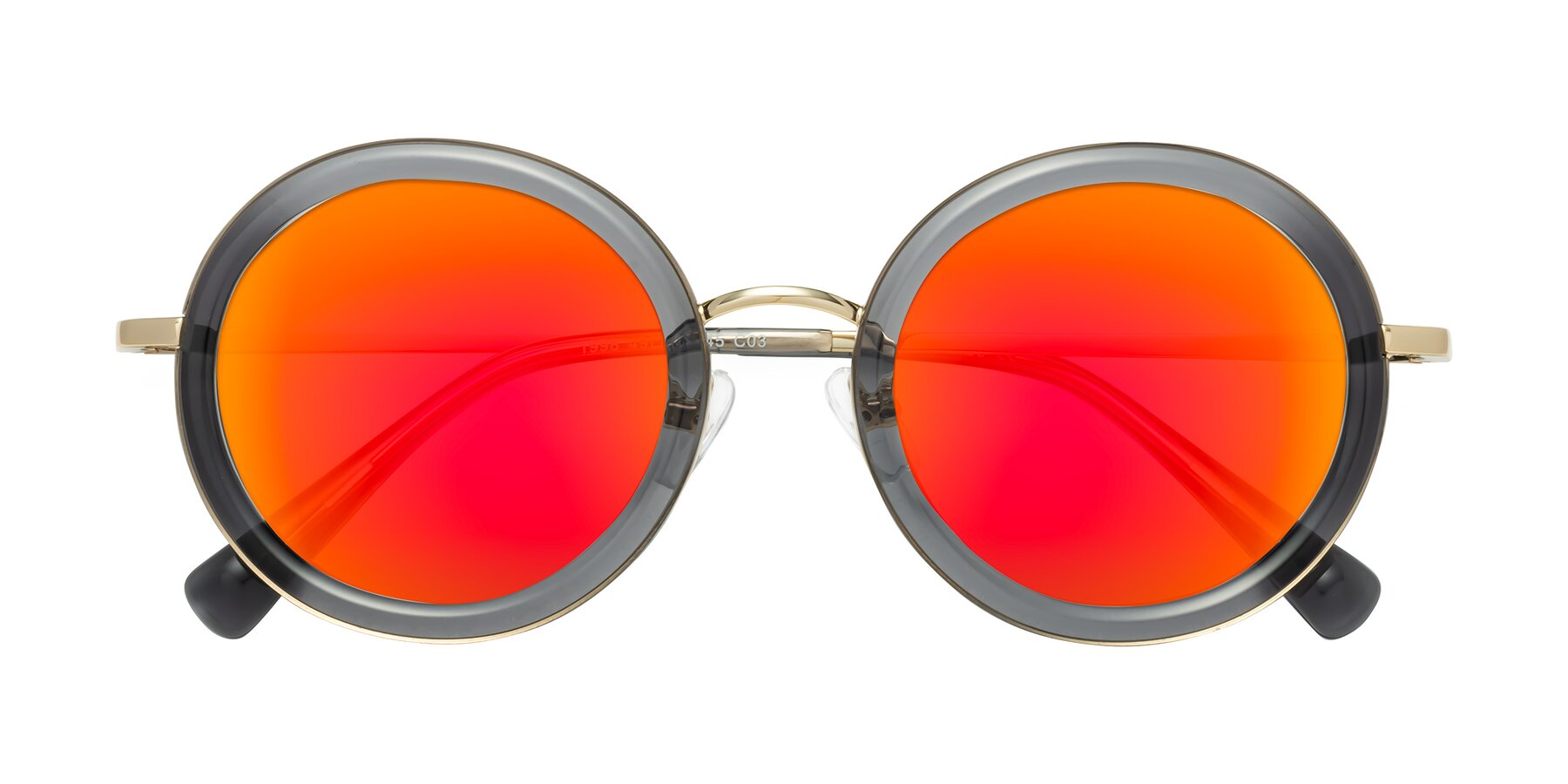 Folded Front of Club in Gray-Gold with Red Gold Mirrored Lenses