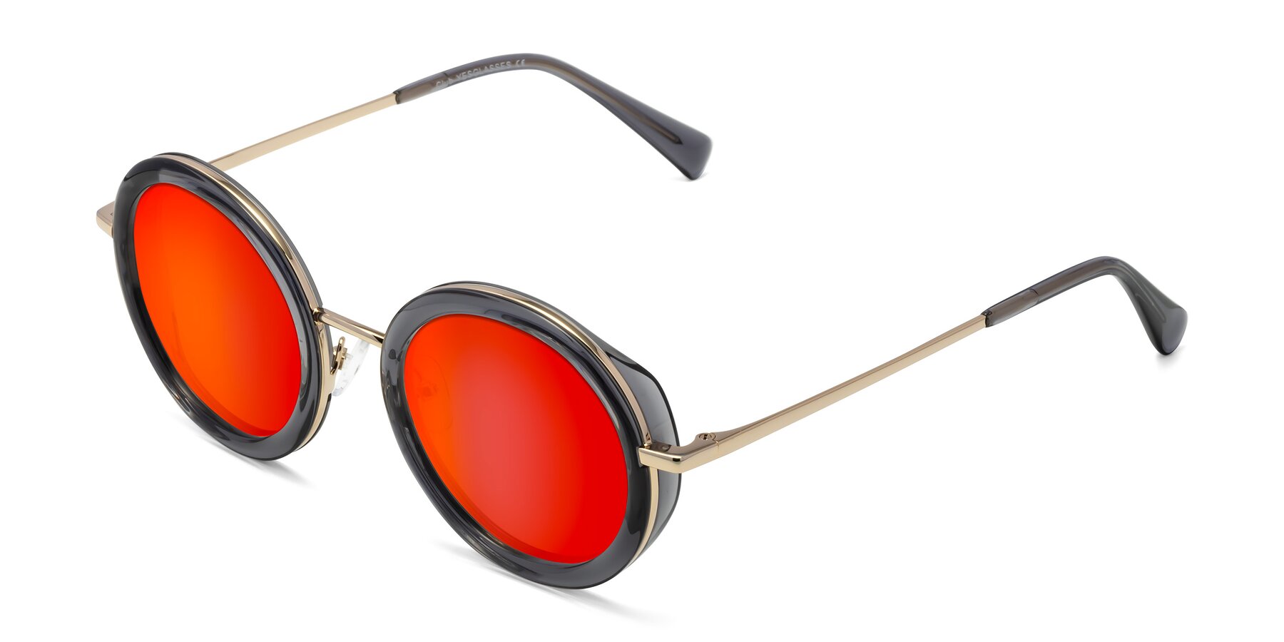 Angle of Club in Gray-Gold with Red Gold Mirrored Lenses