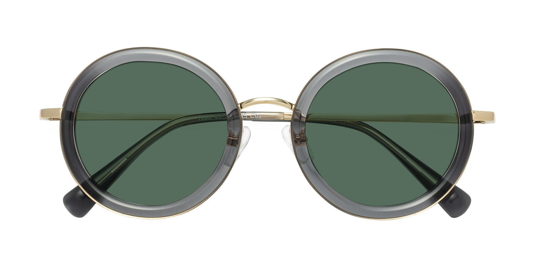 Folded Front of Club in Gray-Gold with Green Polarized Lenses