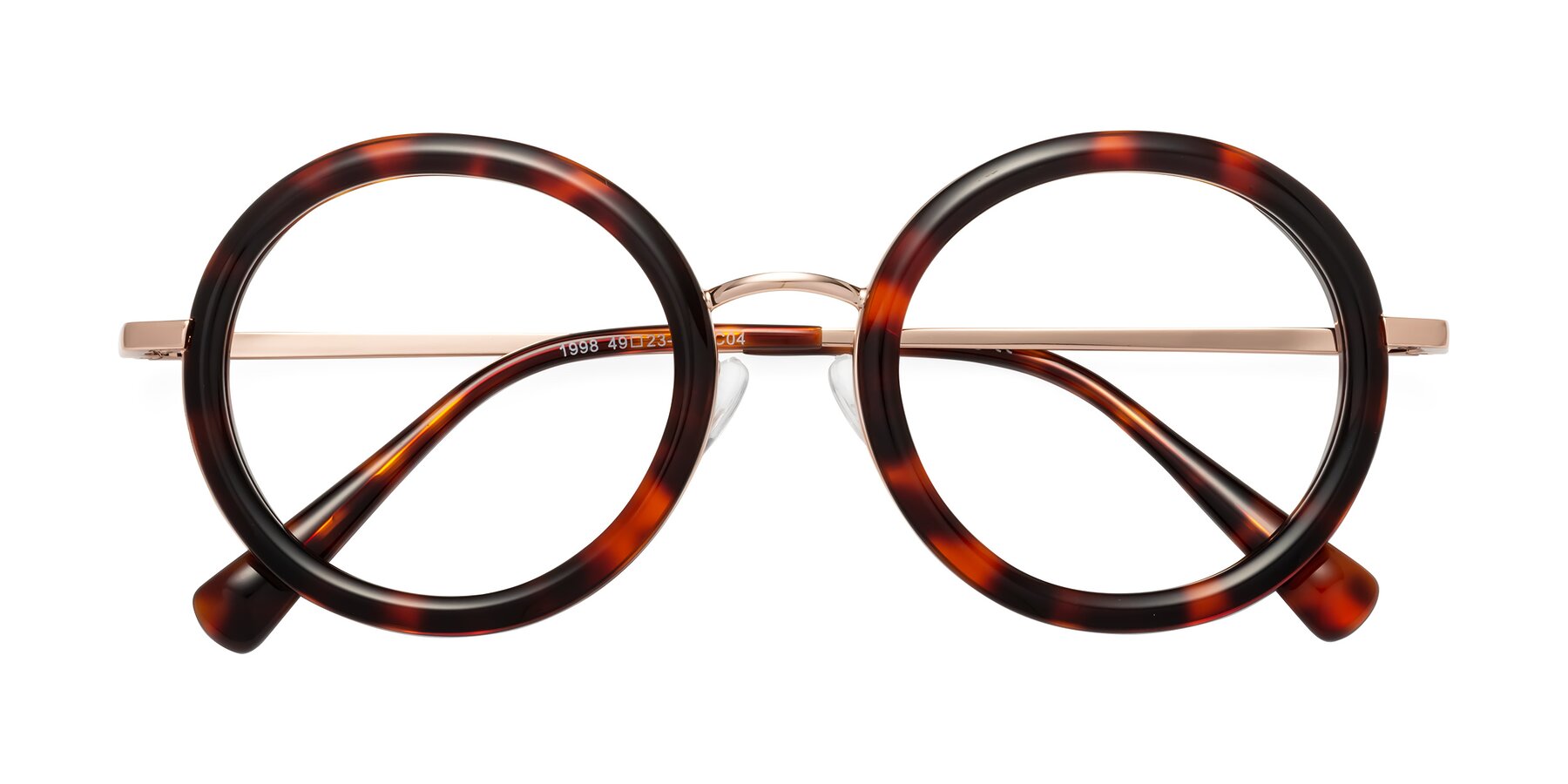 Folded Front of Club in Tortoise-Rose Gold with Clear Eyeglass Lenses