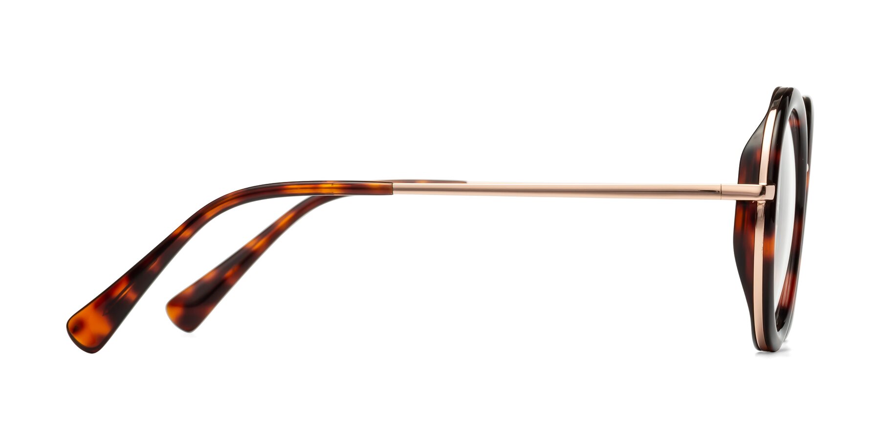 Side of Club in Tortoise-Rose Gold with Clear Reading Eyeglass Lenses