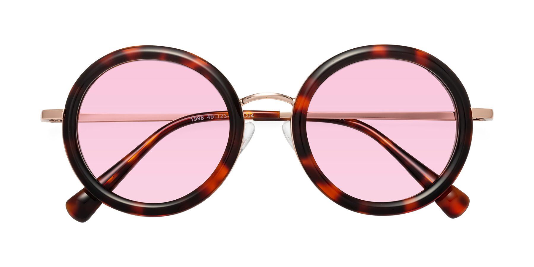 Folded Front of Club in Tortoise-Rose Gold with Light Pink Tinted Lenses