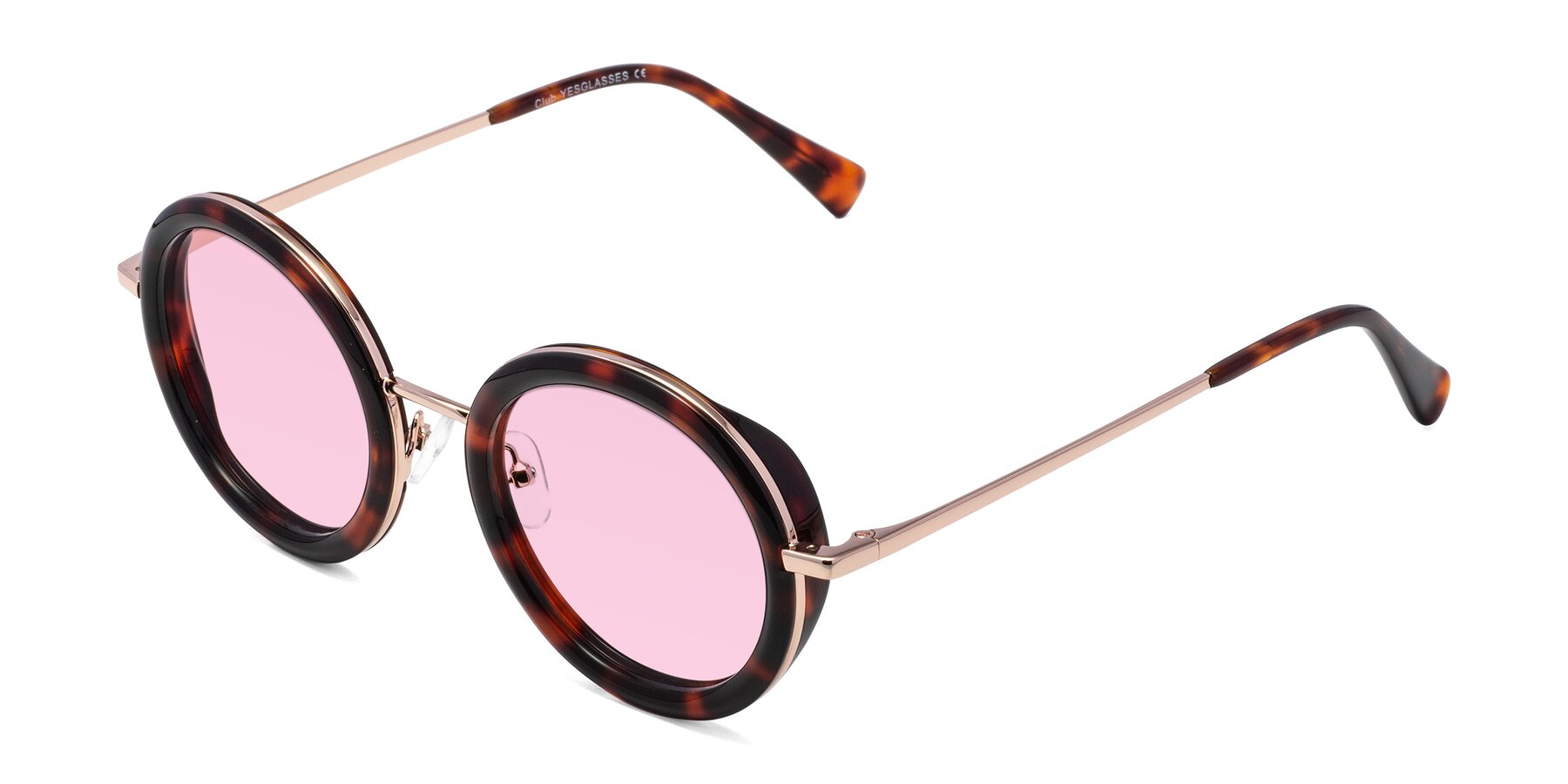 Angle of Club in Tortoise-Rose Gold with Light Pink Tinted Lenses