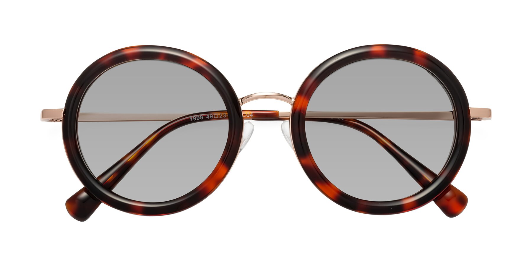 Folded Front of Club in Tortoise-Rose Gold with Light Gray Tinted Lenses