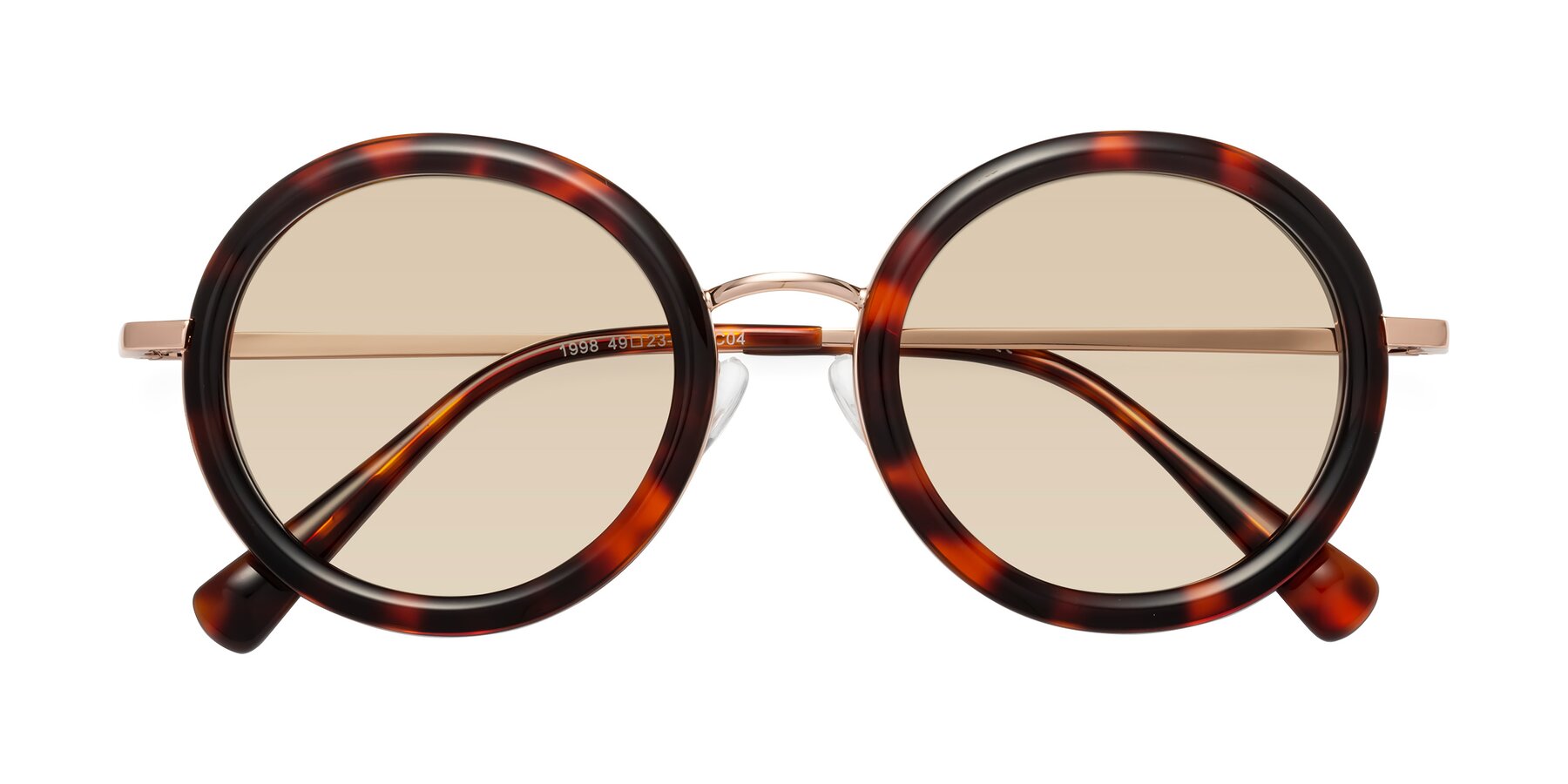 Folded Front of Club in Tortoise-Rose Gold with Light Brown Tinted Lenses