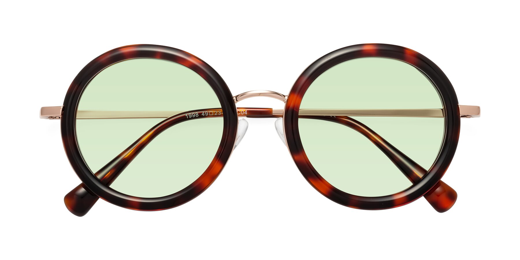 Folded Front of Club in Tortoise-Rose Gold with Light Green Tinted Lenses