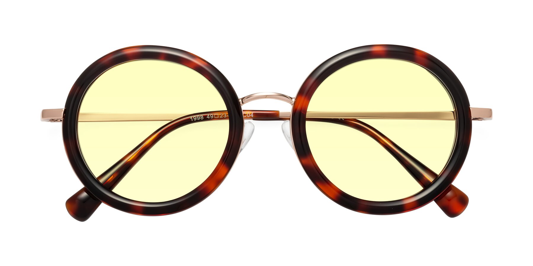 Folded Front of Club in Tortoise-Rose Gold with Light Yellow Tinted Lenses