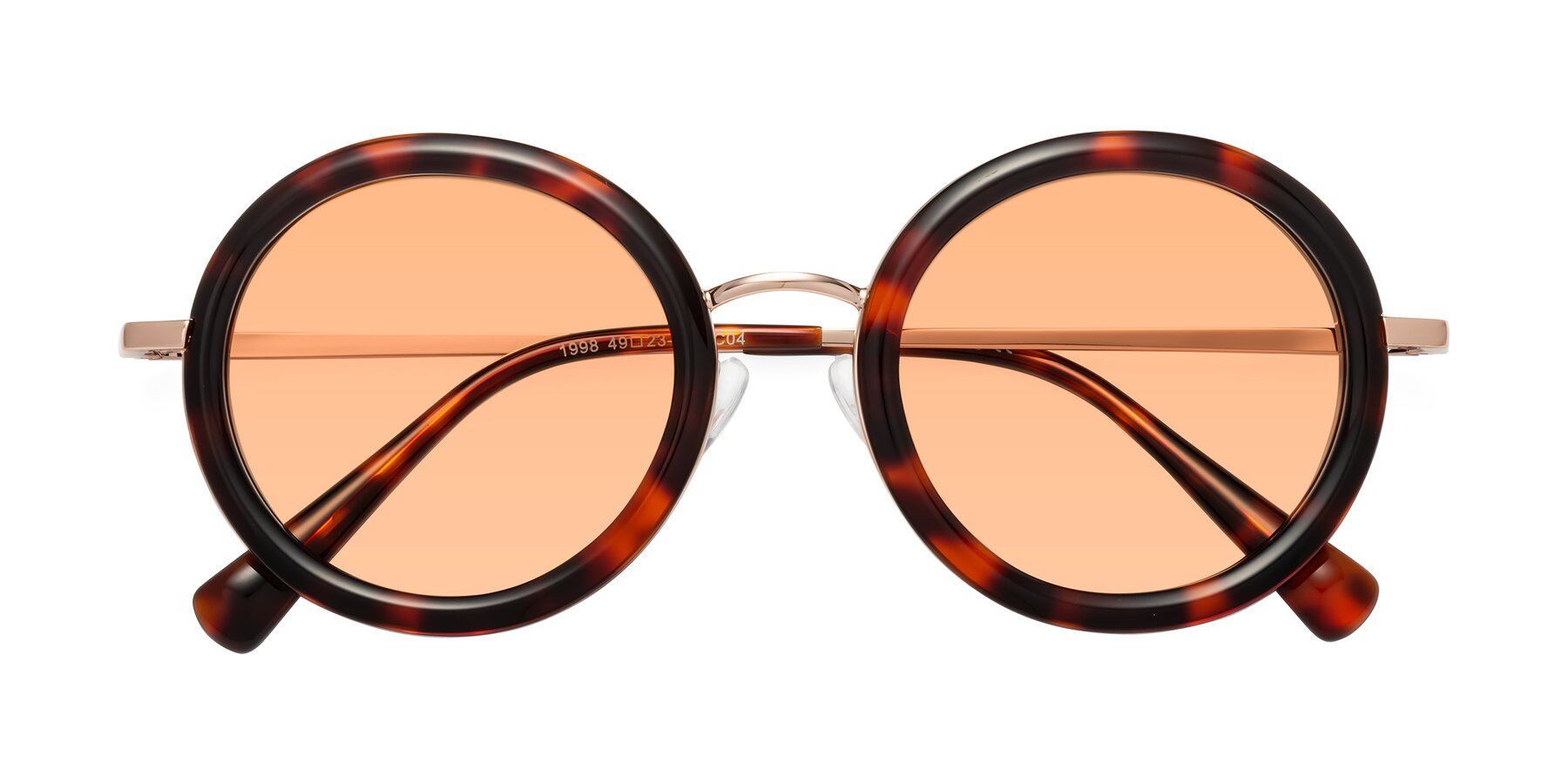 Folded Front of Club in Tortoise-Rose Gold with Light Orange Tinted Lenses