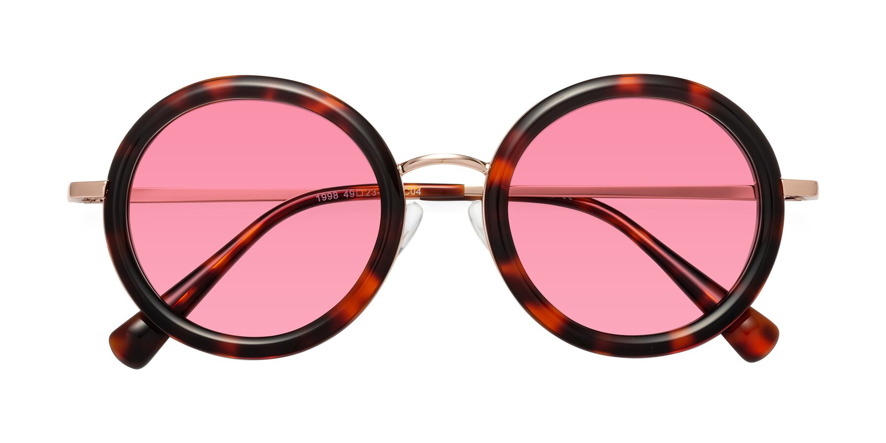 Folded Front of Club in Tortoise-Rose Gold with Pink Tinted Lenses