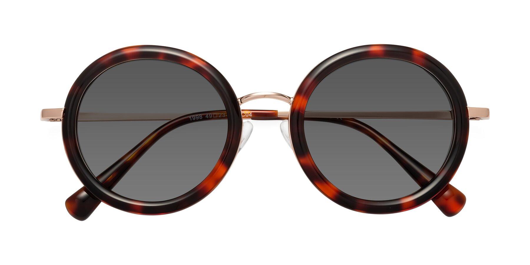 Folded Front of Club in Tortoise-Rose Gold with Medium Gray Tinted Lenses