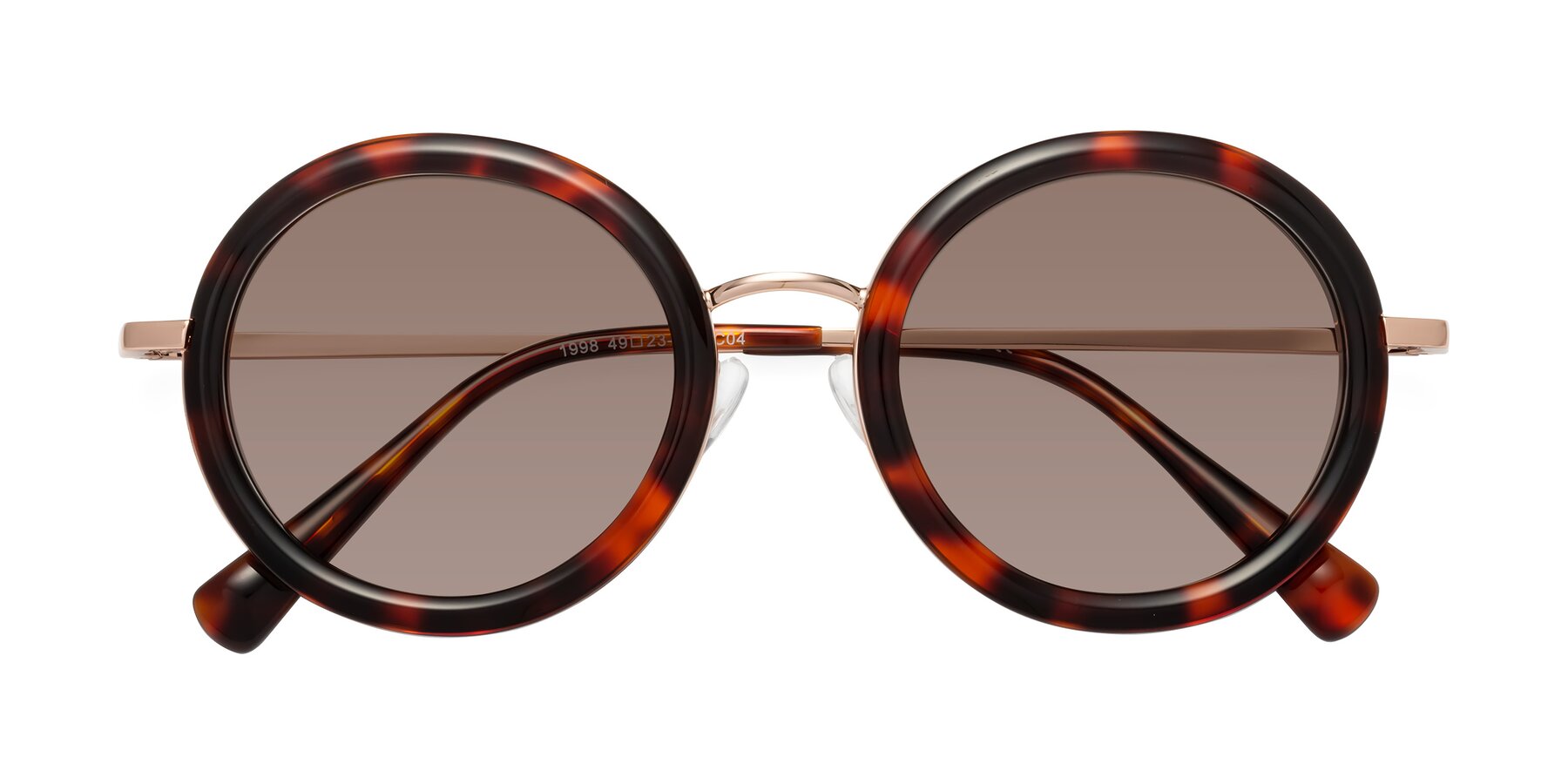 Folded Front of Club in Tortoise-Rose Gold with Medium Brown Tinted Lenses