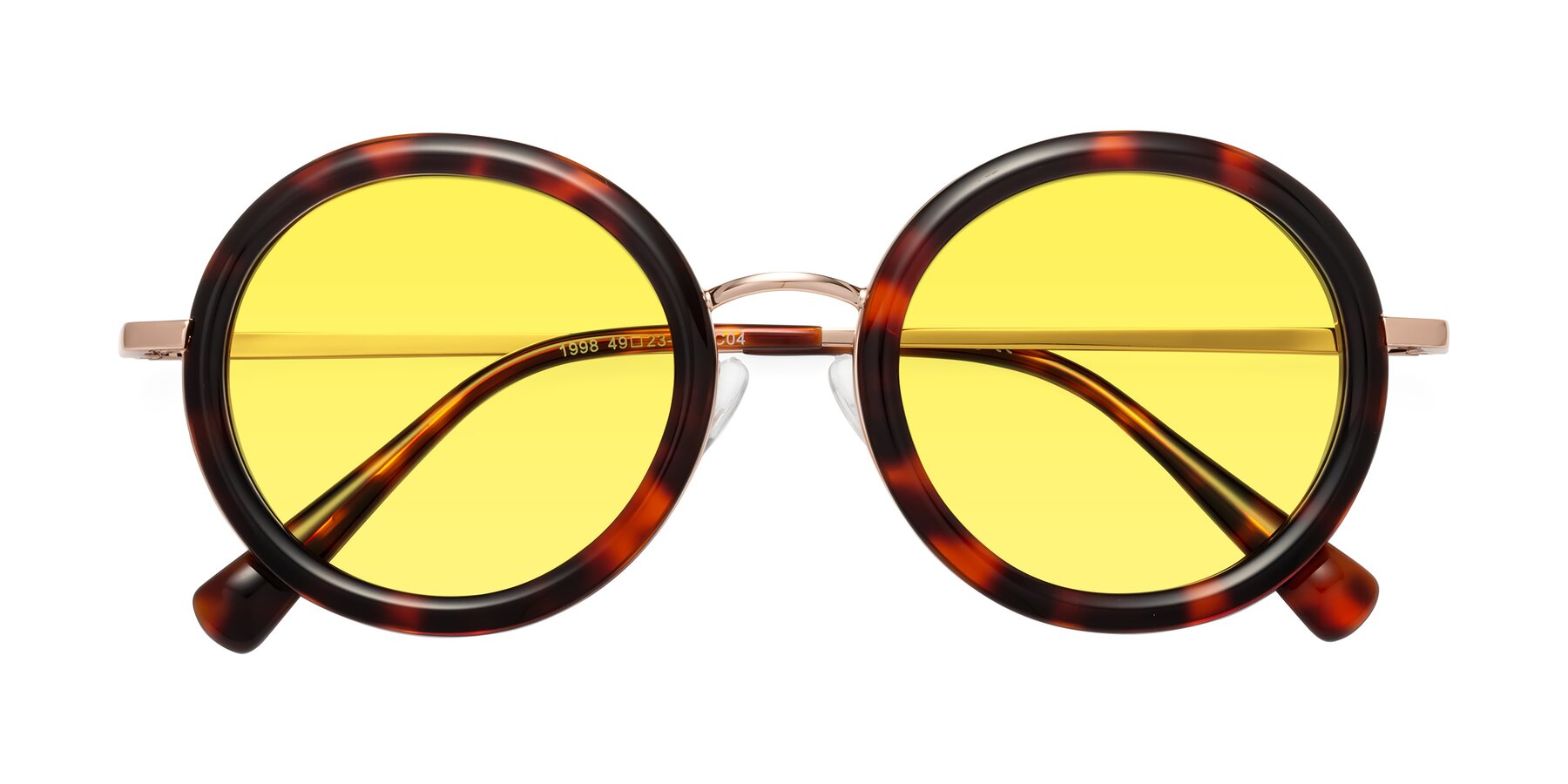 Folded Front of Club in Tortoise-Rose Gold with Medium Yellow Tinted Lenses