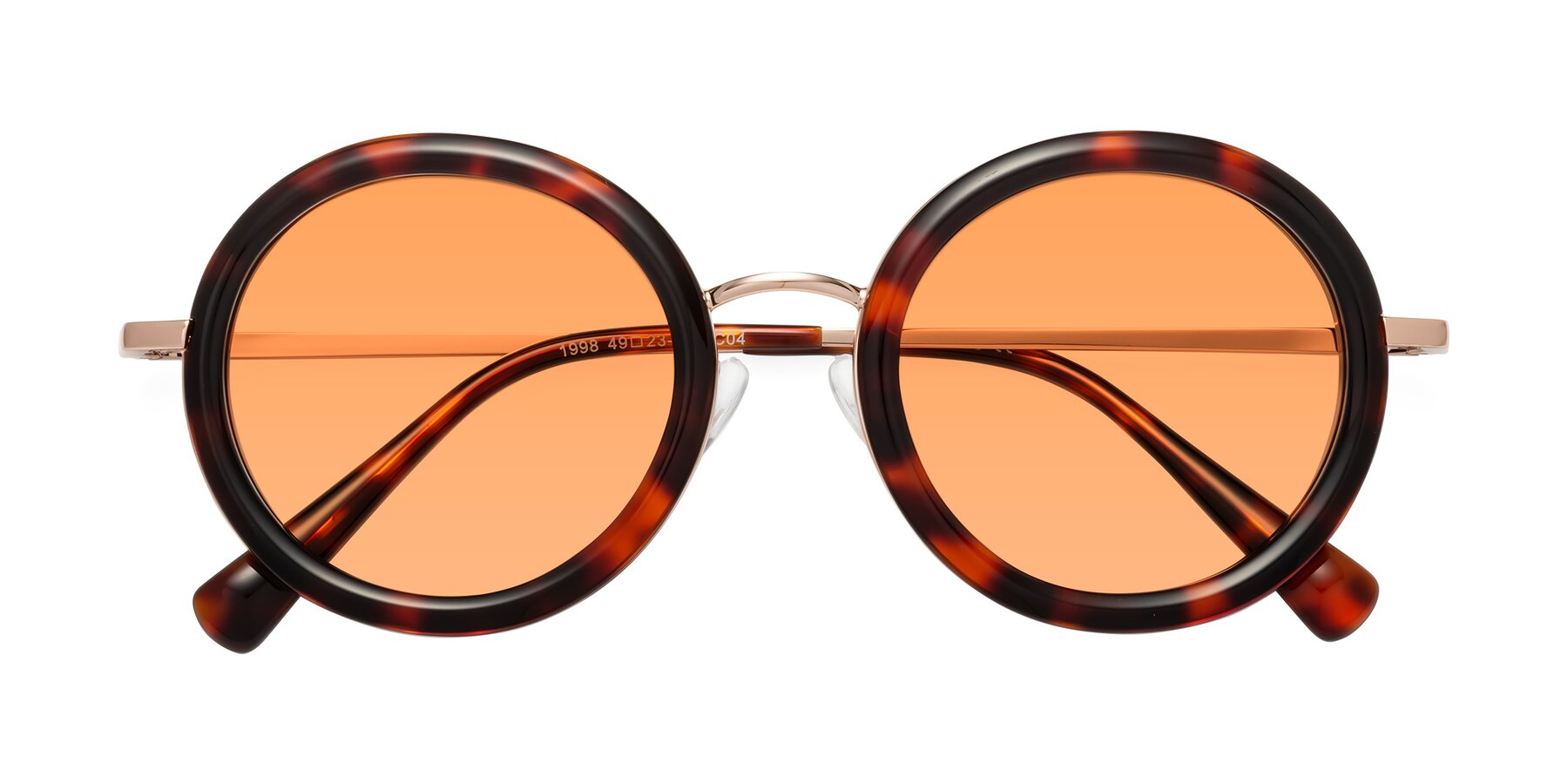 Folded Front of Club in Tortoise-Rose Gold with Medium Orange Tinted Lenses