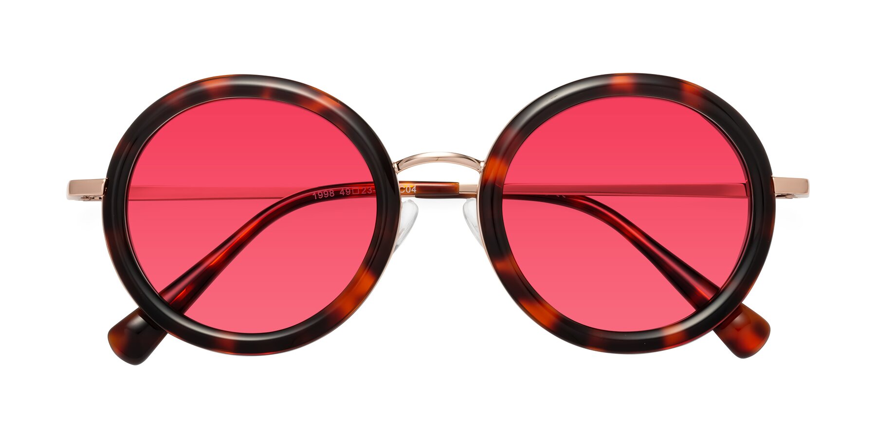 Folded Front of Club in Tortoise-Rose Gold with Red Tinted Lenses